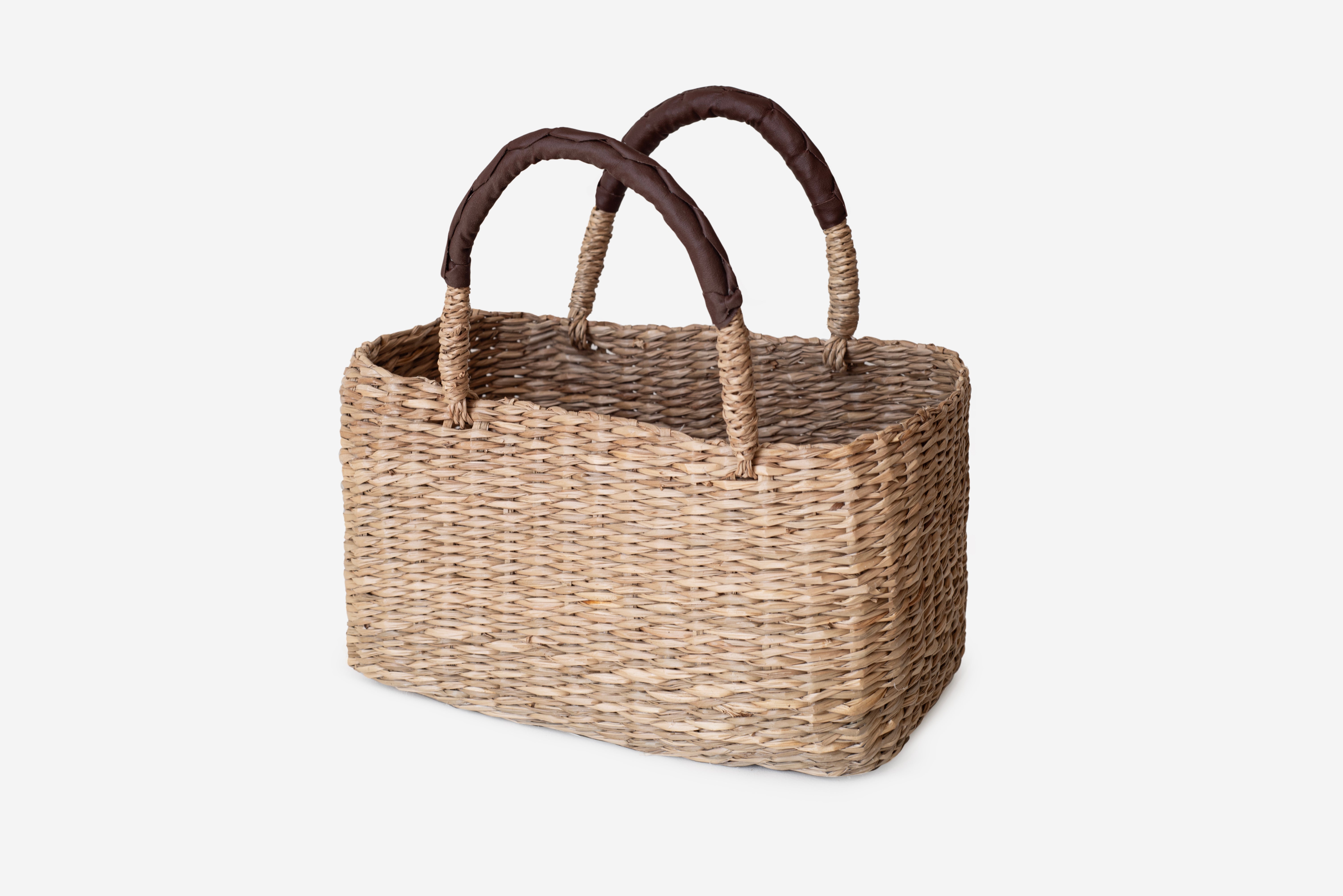 Torba z naturalnych włókien 30x18x16 cm | Wygodny uchwyt + elegancki kosz dekoracyjny