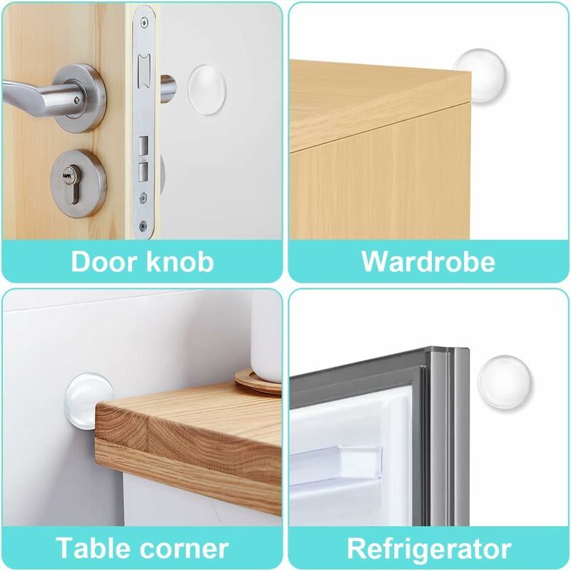Butoir de porte mural, 6PCS butoir de porte en silicone auto-adhésif, butoir de porte solide pour armoire, cuisine, salle de bain et portes de bureau. - 4