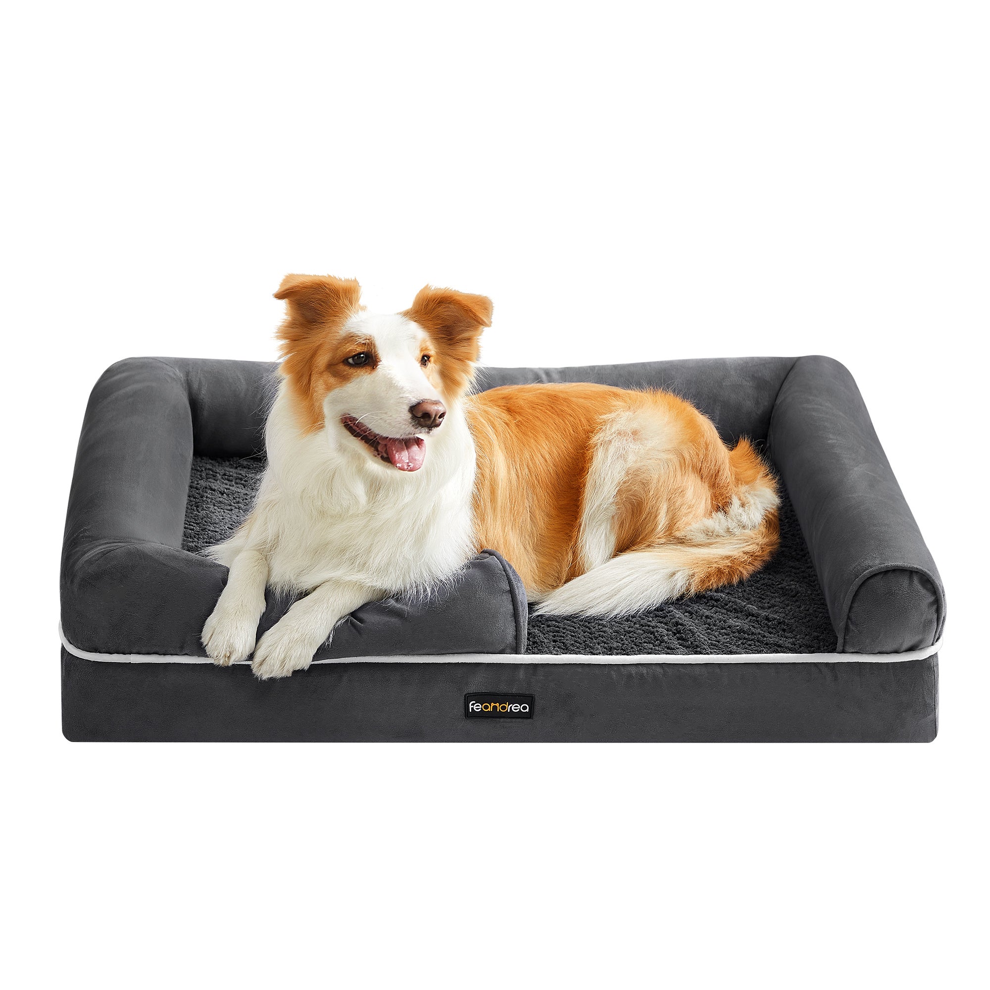 Feandrea Cama Ortopédica Para Perros, Sofá Para Mascotas, Acolchado Suave, Bordes Elevados, 91 X 71 X 20 Cm, Antideslizante, Gris , Leroy Merlin