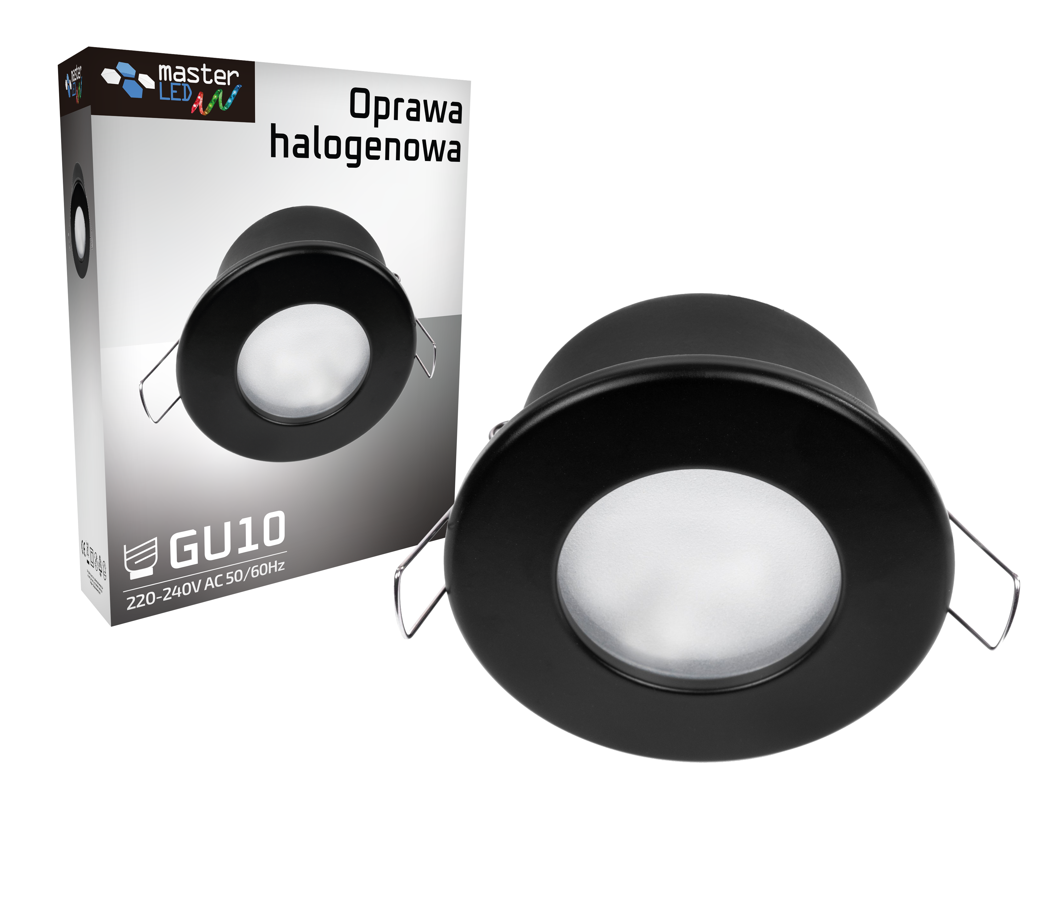 Oprawa halogenowa GU10 LED okrągła IP44 spot sufitowa podtynkowa czarna MasterLED