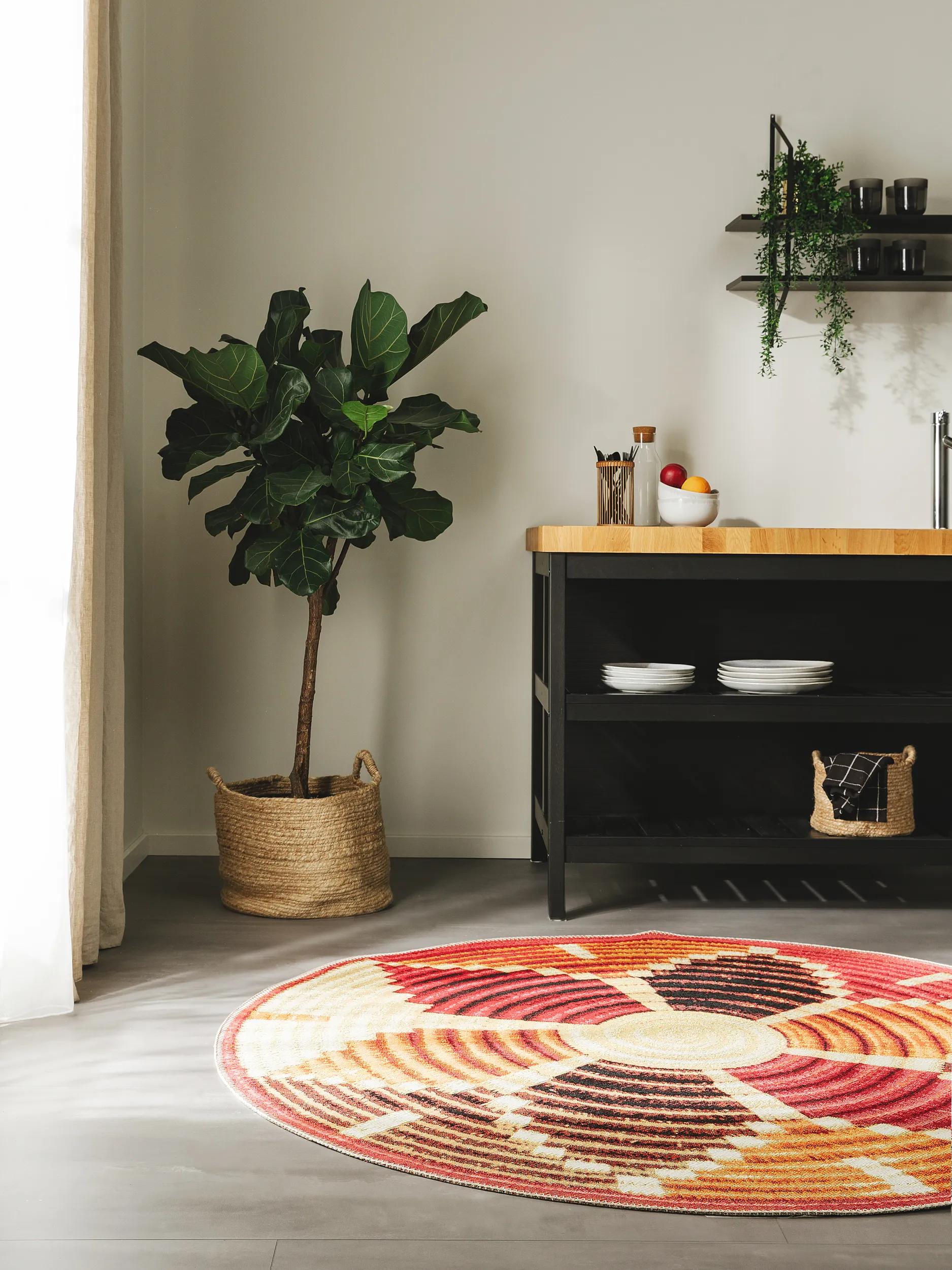 BENUTA - Tapis d'extérieur & intérieur rond Kenya multicouleur ø 160 cm rond - 4