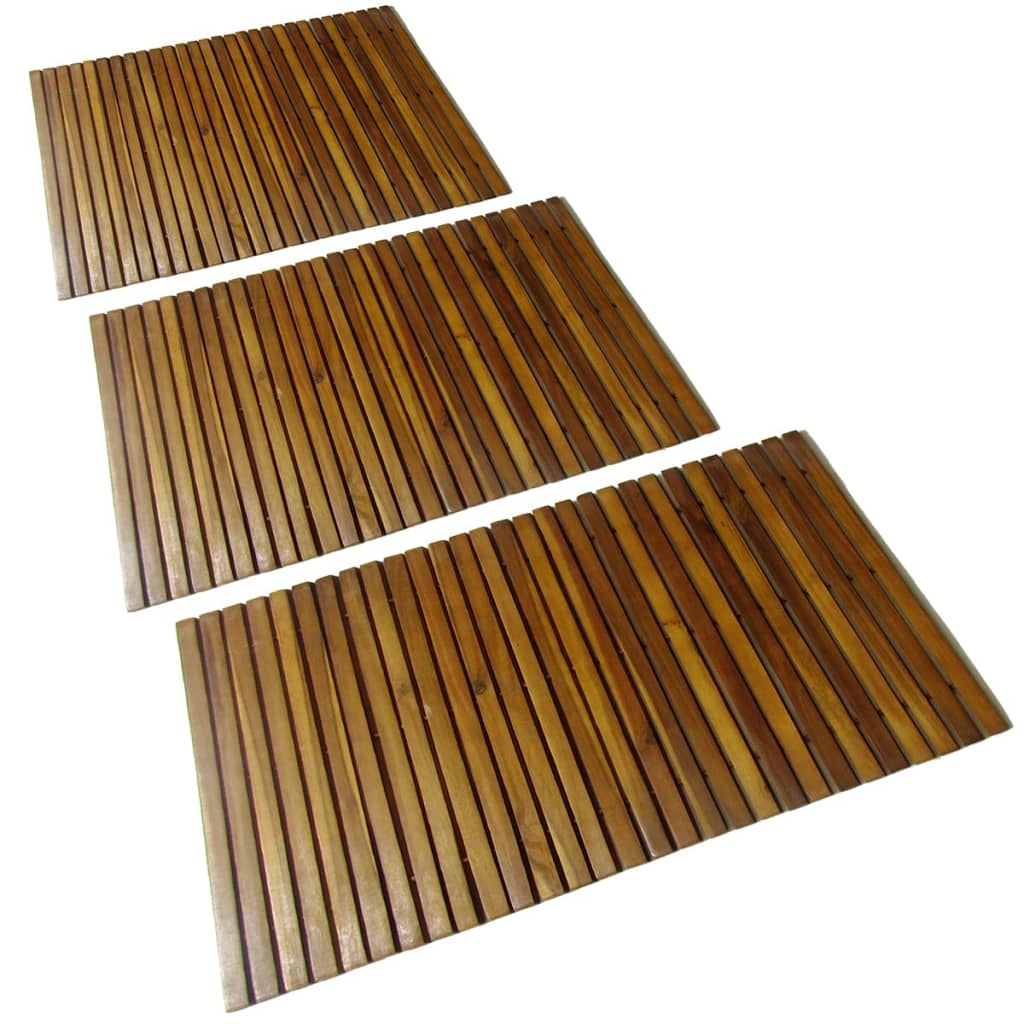 Vidaxl Set 3 Alfombras De Acacia Para El Baño, 80 X 50 Cm , Leroy Merlin