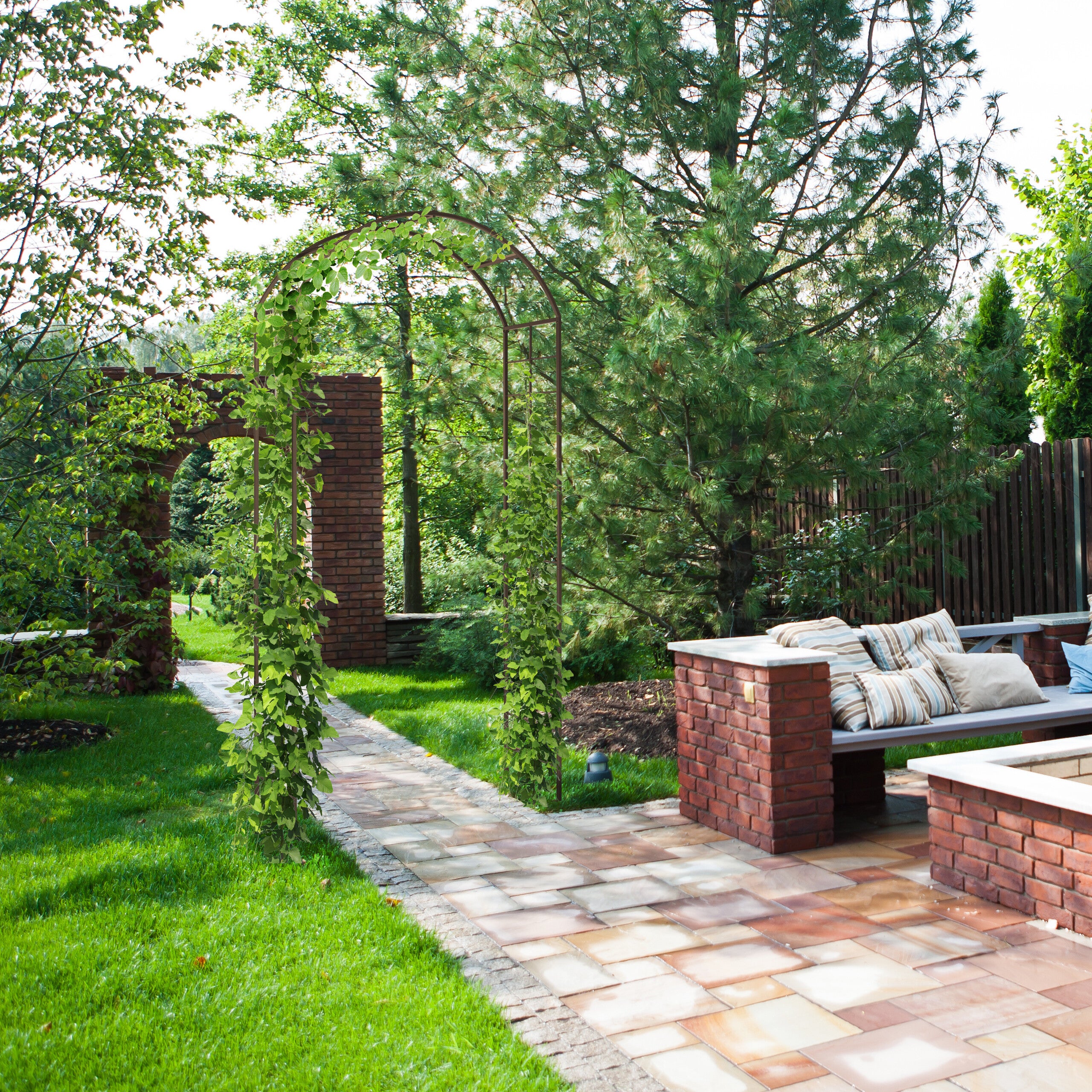 Arche à rosiers, métal, portail de jardin, HxLxP 224x110x41 cm, tuteur solide pour plantes grimpantes, bronze, Relaxdays - 5