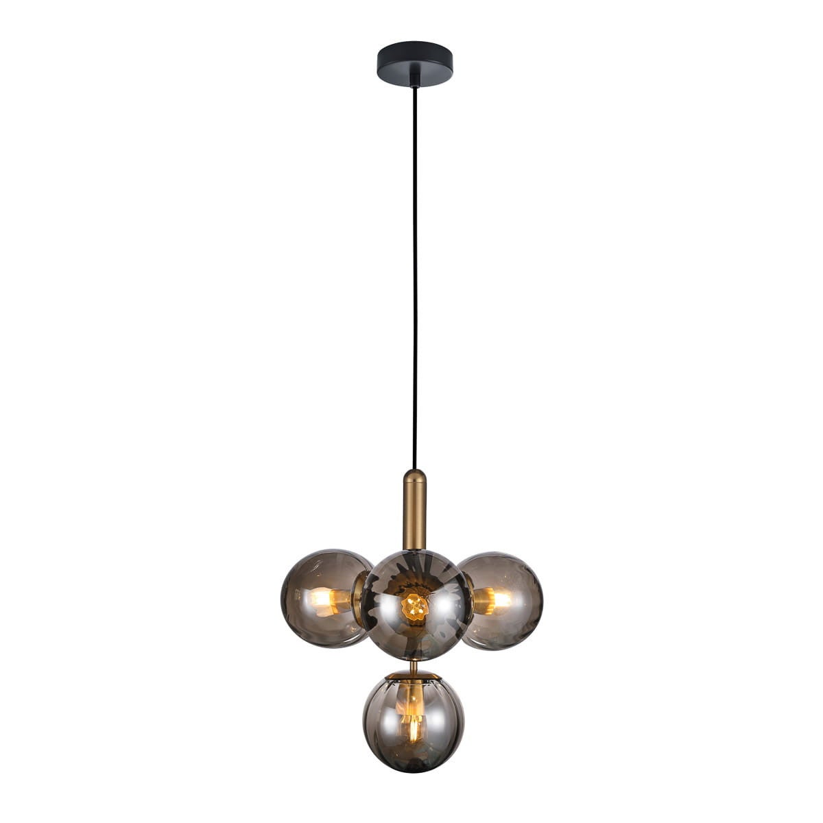 Lampa wisząca Ravena mosiężno-dymiona 4xE27x5W szkło wym:117x43x43cm IP20 Italux