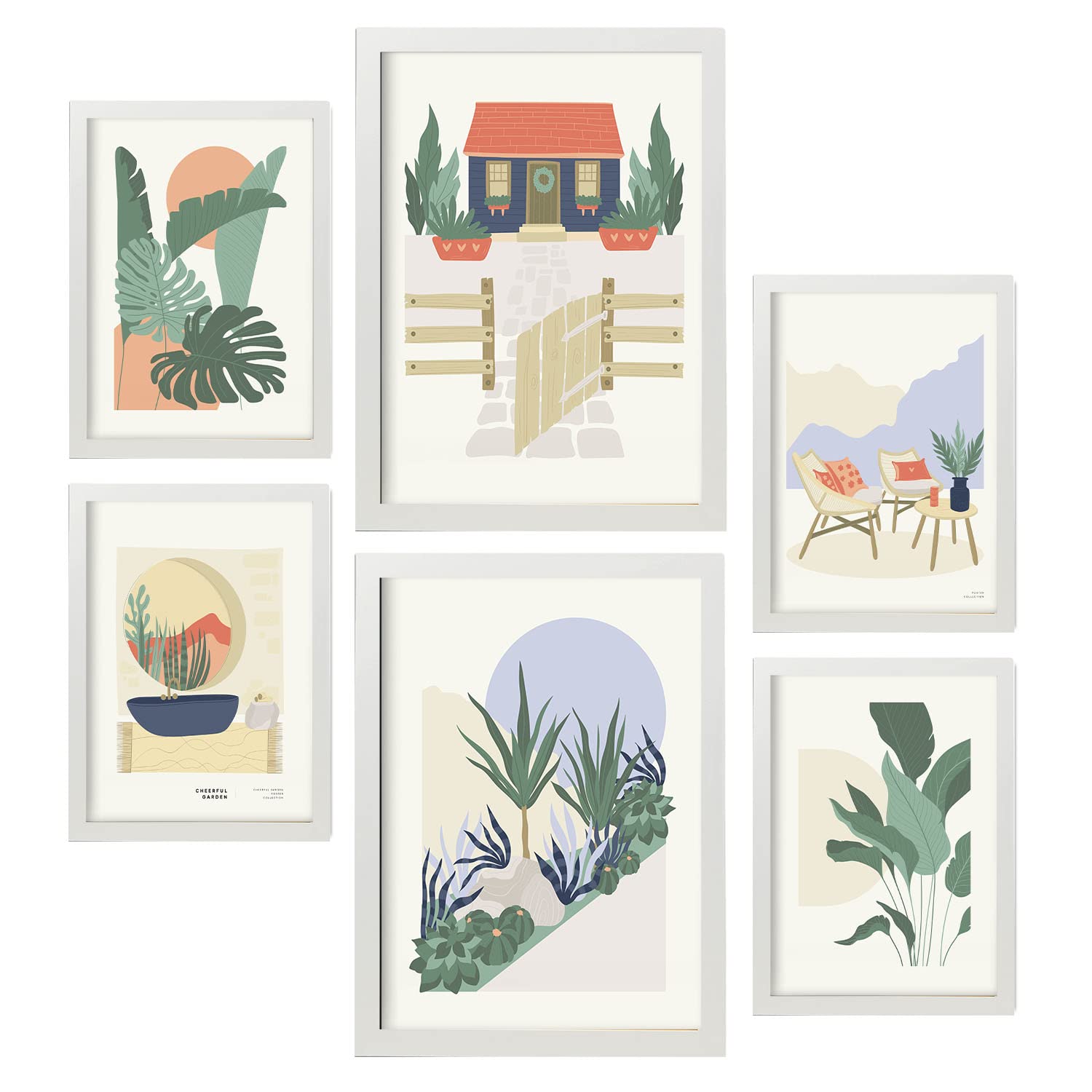 Nacnic set de 6 posters minimalismo en colores pastel desierto láminas de paisajes y naturaleza para el diseño y tamaños a3 & a4 marcos blancos