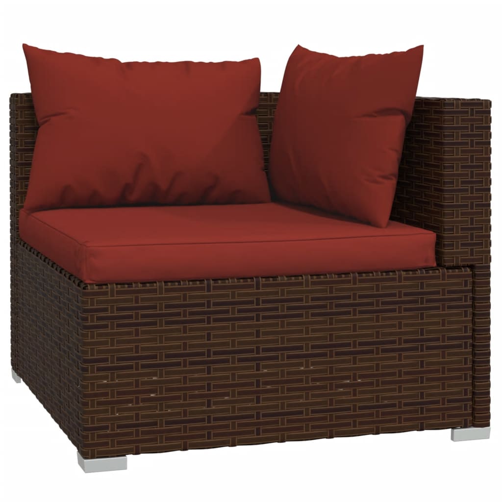 Maison Exclusive - Set Divani da Giardino 7 pz con Cuscini in Polyrattan Marrone - 5