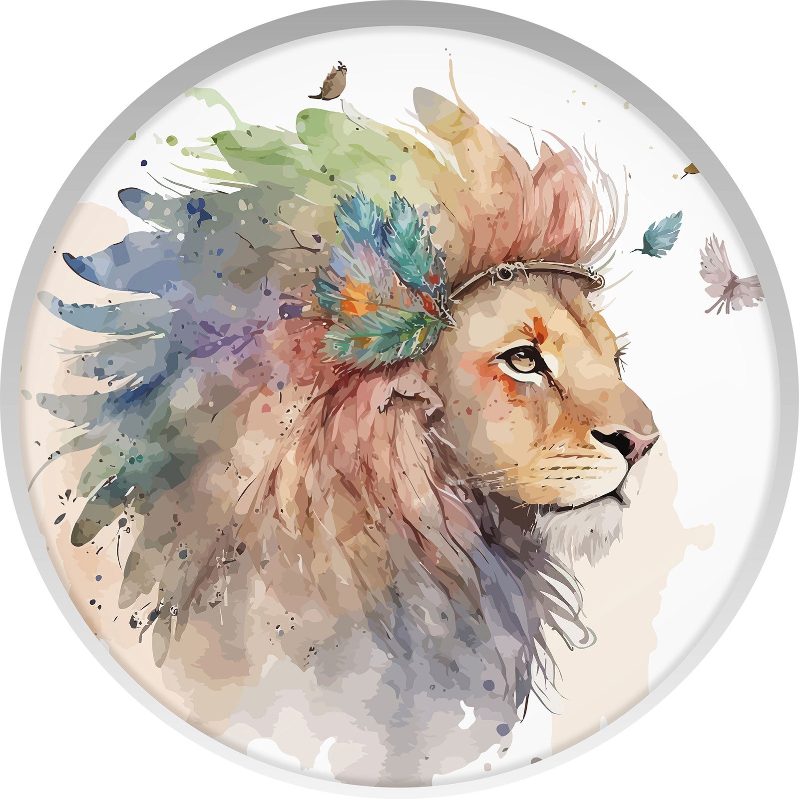 Stickers Trompe l'oeil Arche ronde Enfants - Lion - Diamètre 100 cm - 3
