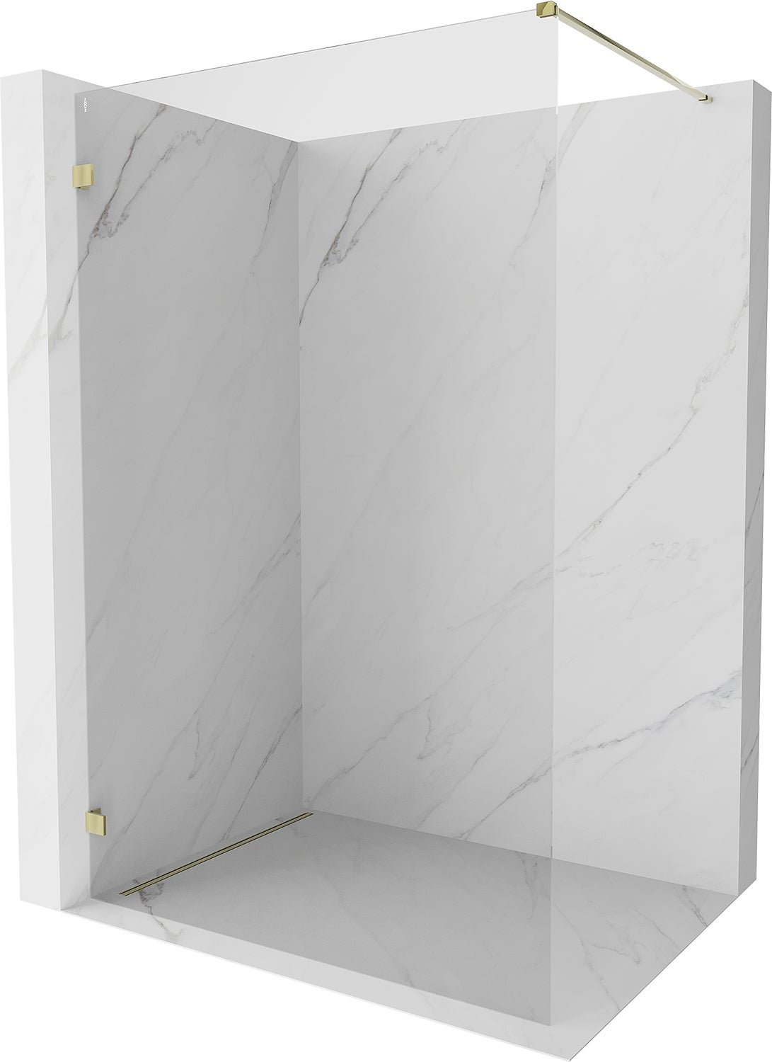 Mexen Lunar ścianka prysznicowa Walk-in lewa 160 x 200 cm, transparent 8 mm, złota - 830-160-000-50-00-L