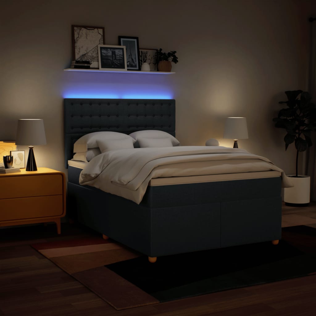 Sommier à lattes de lit avec matelas Bleu 160x200 cm Tissu — COMFORTXL - 5
