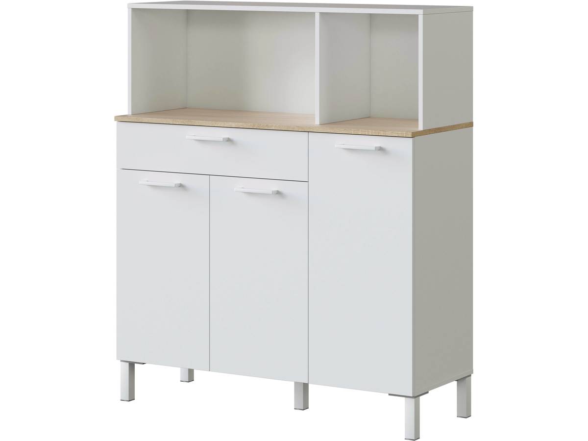 Kredens kuchenny "Kira" - 3 drzwi + 1 szuflada - 126 x 108 x 40 cm - biały