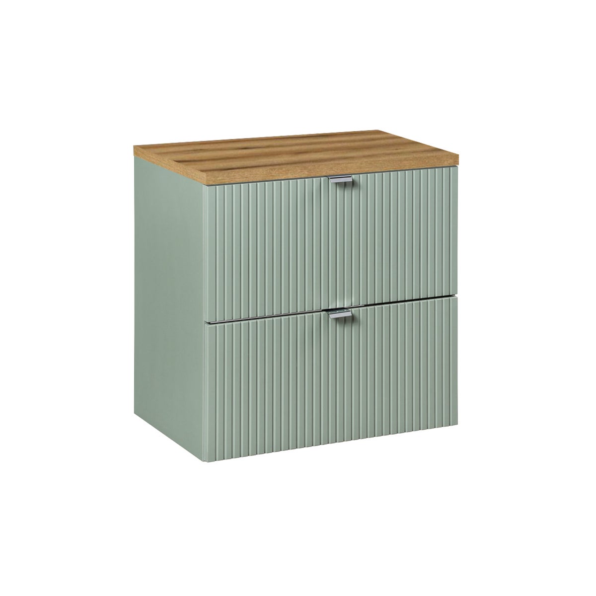 Mueble bajo lavabo 60cm 2 cajones encimera jade verde y madera