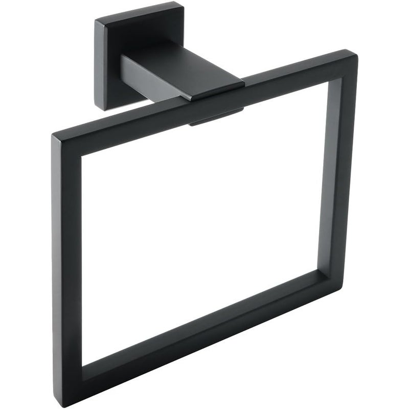 Wieszak na ręczniki ścienny, nowoczesny, kwadratowy, 16 cm x 15 cm, matowe, czarne wykończenie, stal nierdzewna