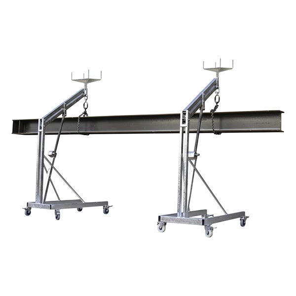 Lot de 2 lève poutre manuel - Levée 2m70 - Charge 1200kg - Levée par crémaillère - Charpente, menuiserie, maçonnerie, métallurgie - 12373/2