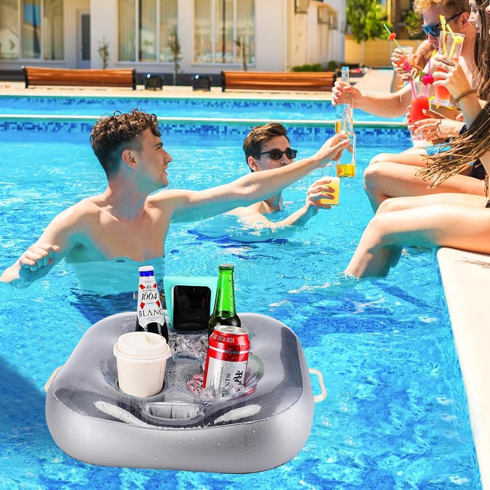 Porte-Gobelets Gonflable avec 6 Trous, Porte Verre Piscine Gonflable Support Plateau Gonflable De Boisson Flottante Bar Flottant Piscine - 3