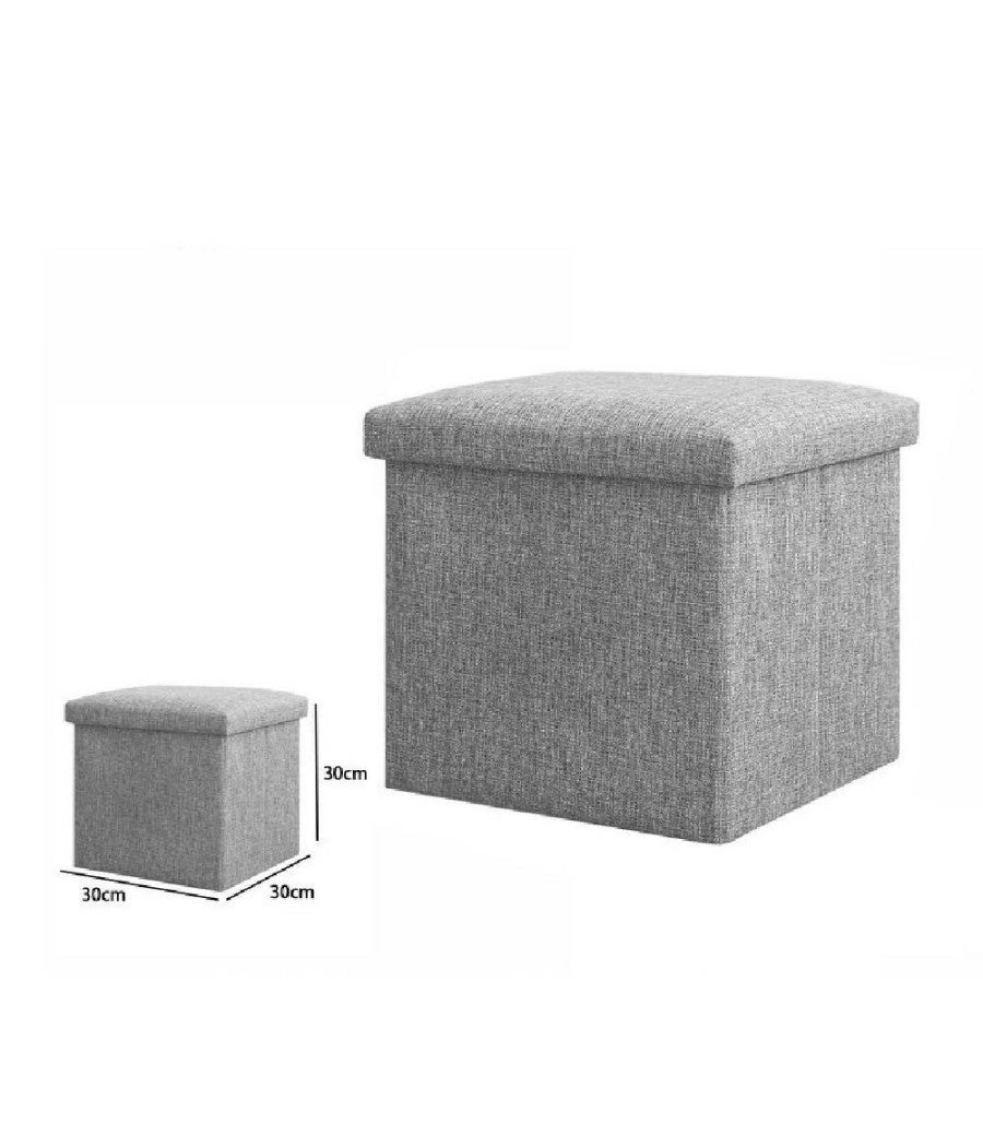 Trade Shop - Pouff Puff Pouf Contenitore Imbottito Con Seduta In Tessuto 30 X 30 X 30cm 69585 - - 2