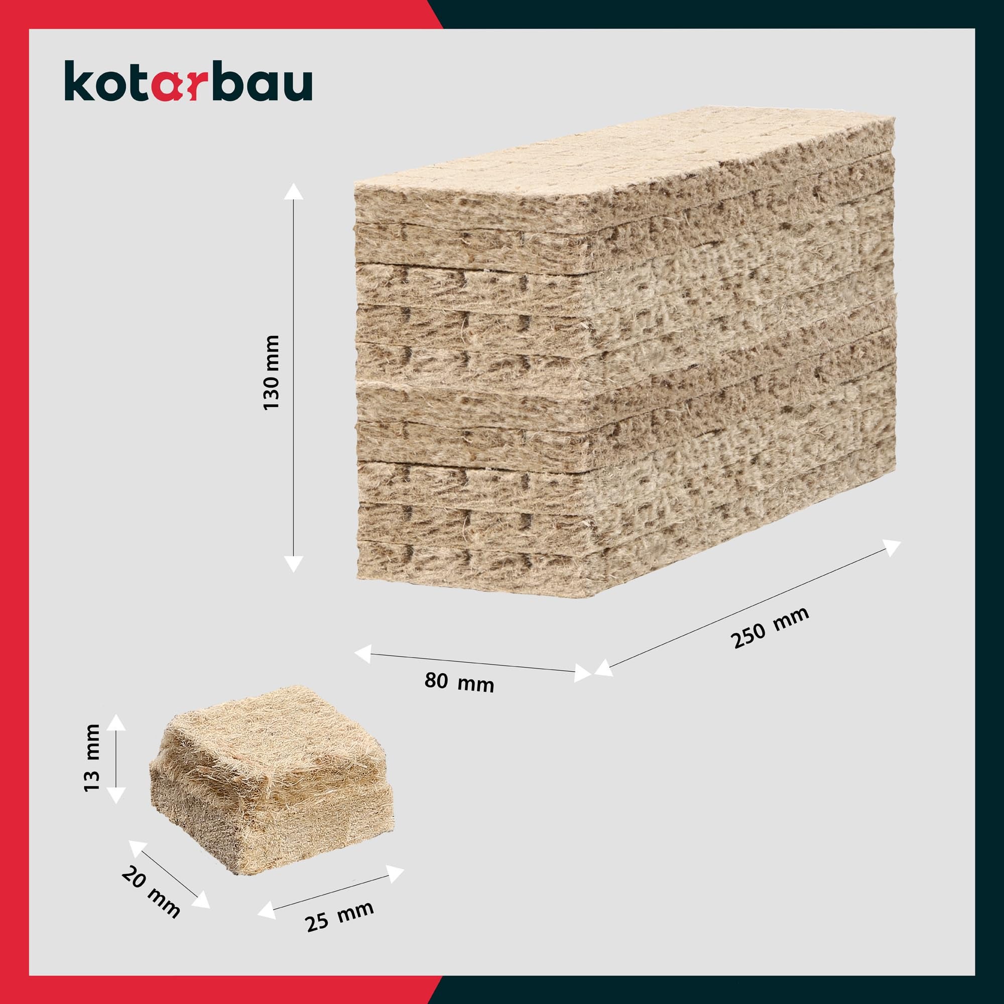 Confezione da 400 Cubi Accendifuoco - Lana di legno - 25 x 8 x 13 cm - Naturale - Accendifuoco per Barbecue - KOTARBAU - 3