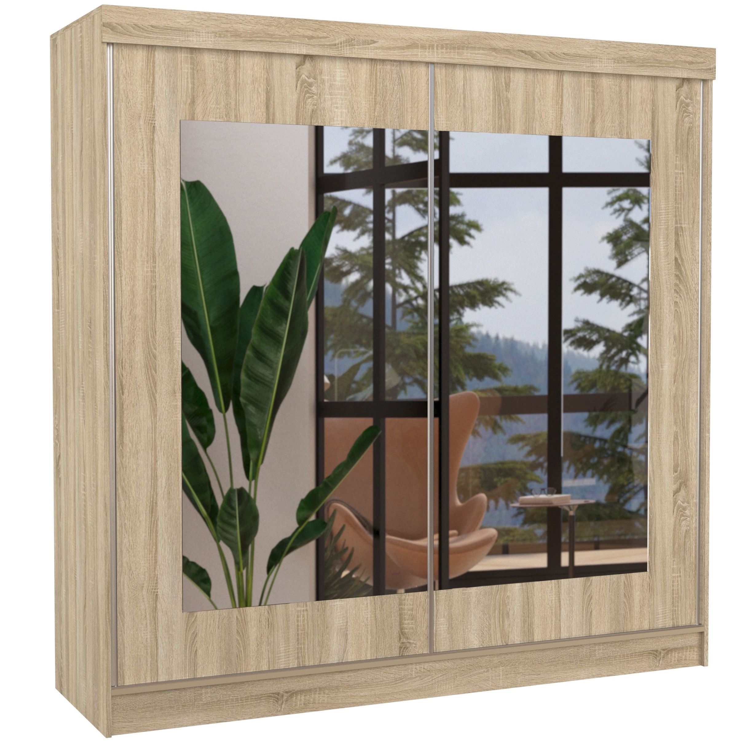 Armoire 2 portes et 2 tiroirs 90 cm avec miroir Armoire 2 portes et 2 tiroirs 90 cm avec miroir