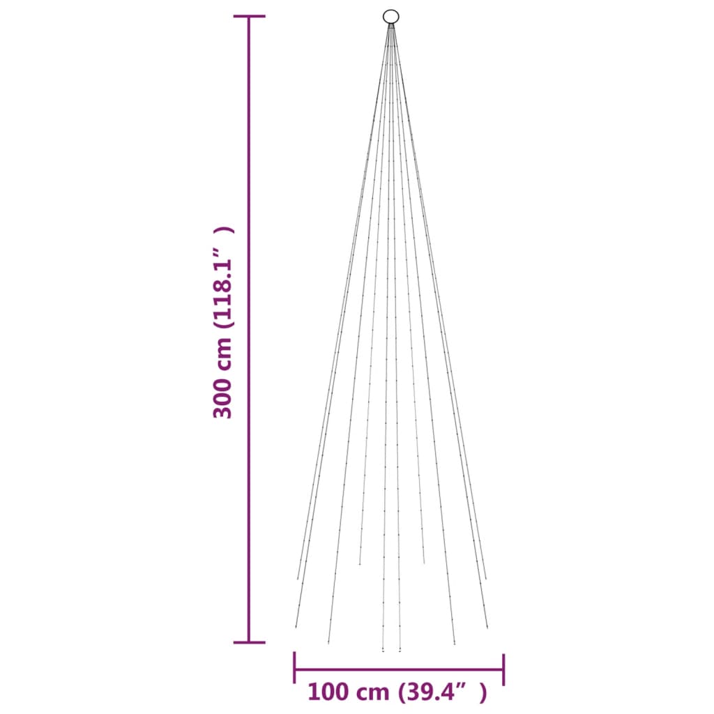 vidaXL Albero di Natale Pennone Colorato 310 LED 300 cm - 3