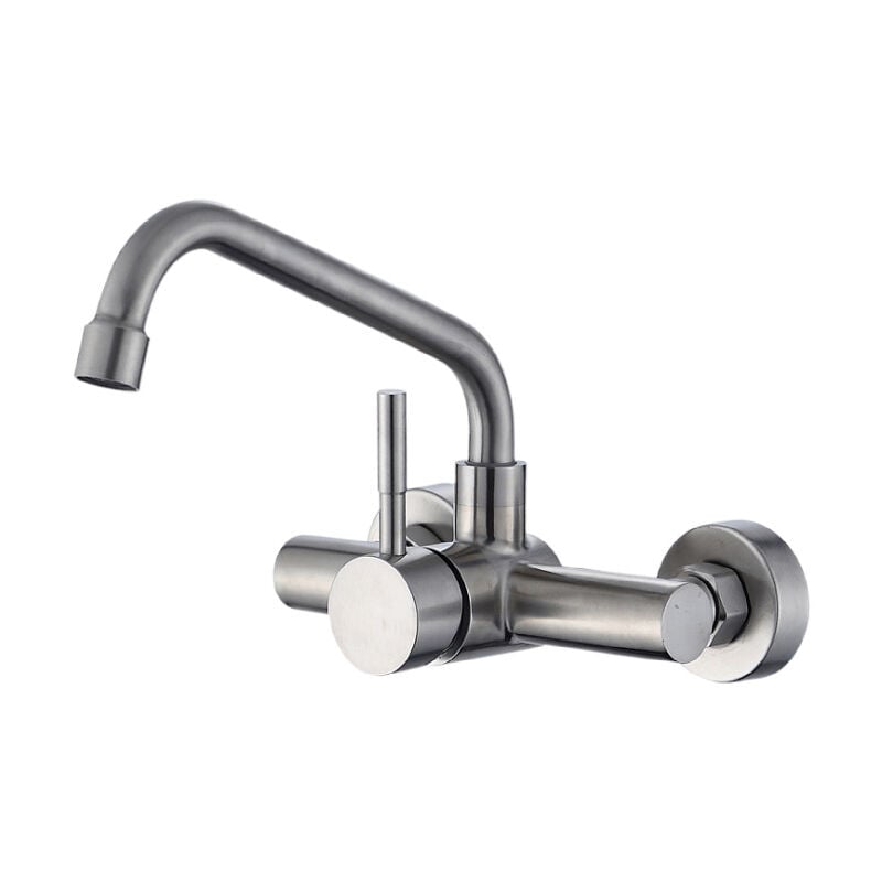 Baterie, baterie kuchenne, baterie ścienne z 2 otworami, wylewka obrotowa, kran