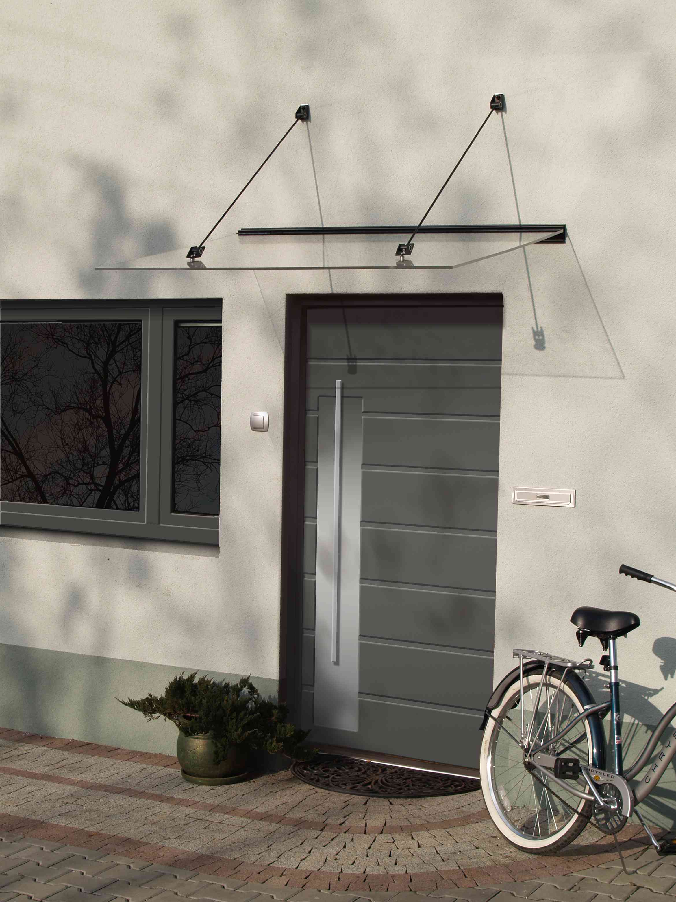 Toldo de porta Arctom ALU antracite Lazur 150x97, folha de acrílico transparente 10mm - 3