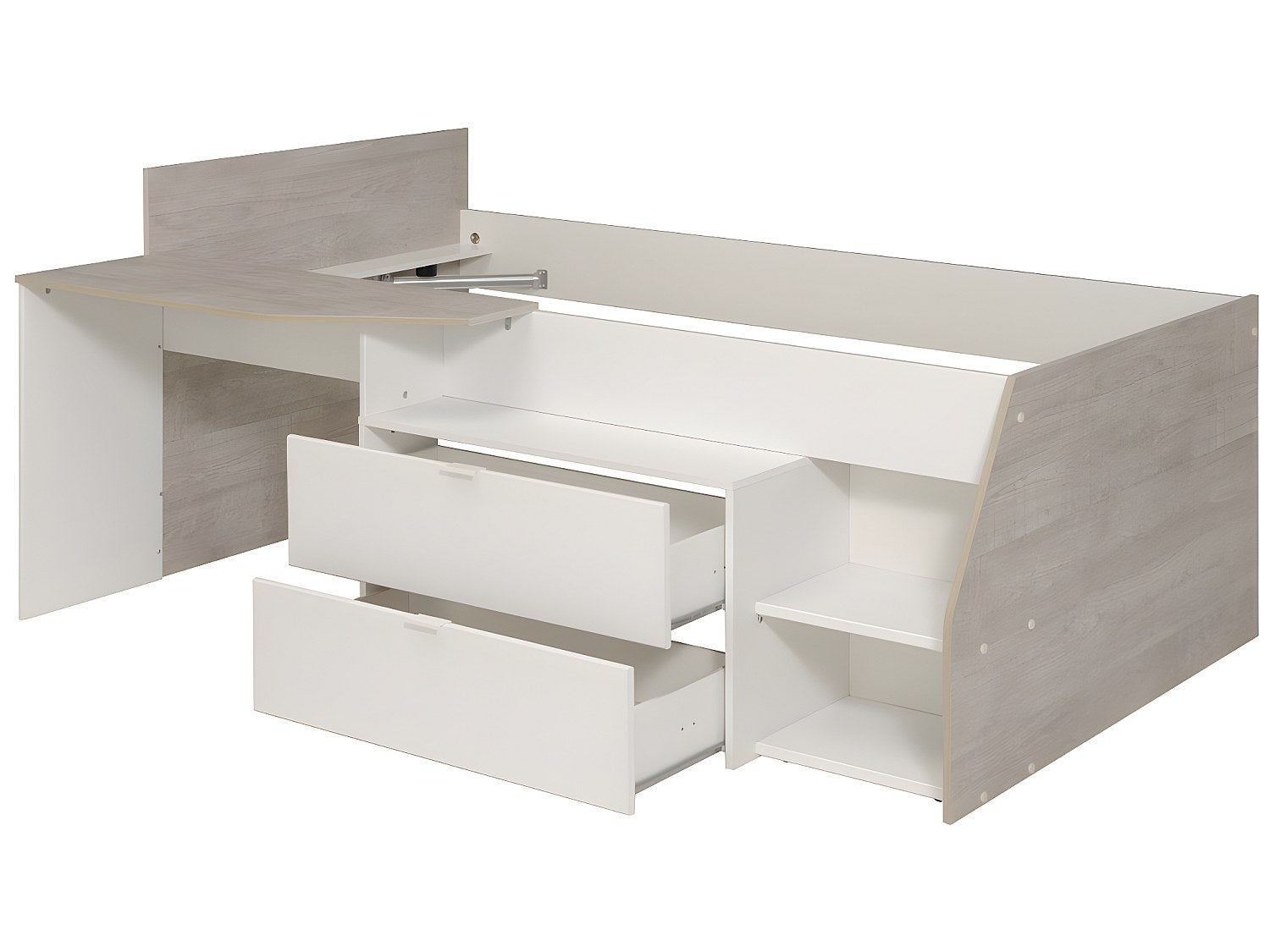 Vente-unique - Letto Combinato 90 x 200 cm con Scrivania e Scomparti Bianco e le + Rete - Pedro