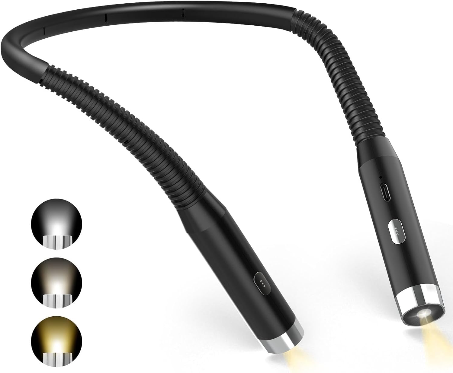 Czarna lampka do czytania, dwugłowicowa składana lampka biurkowa, latarka, akumulatorowa lampka nocna do sypialni