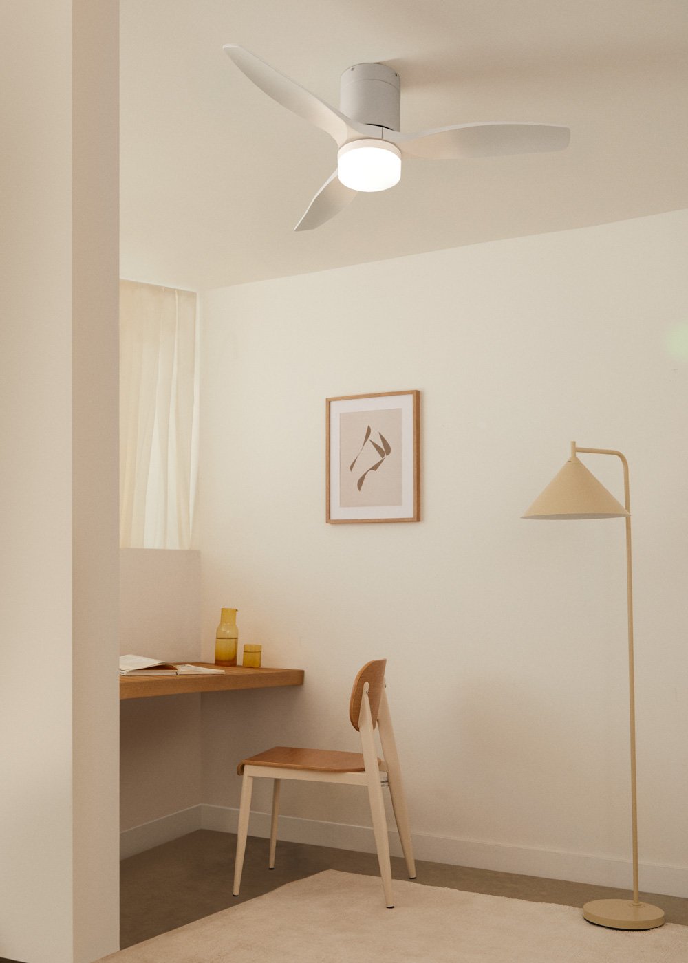 WIND CALM S - Ventilador de techo 40W silencioso con aspas de ABS técnico Ø112 - Con luz - sin WIFI - 2