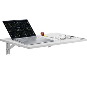 VEVOR Table pliante murale, 600 mm x 400 mm, table à abattant murale, avec support en fer, bureau flottant pour les petits espaces, bureau à domicile