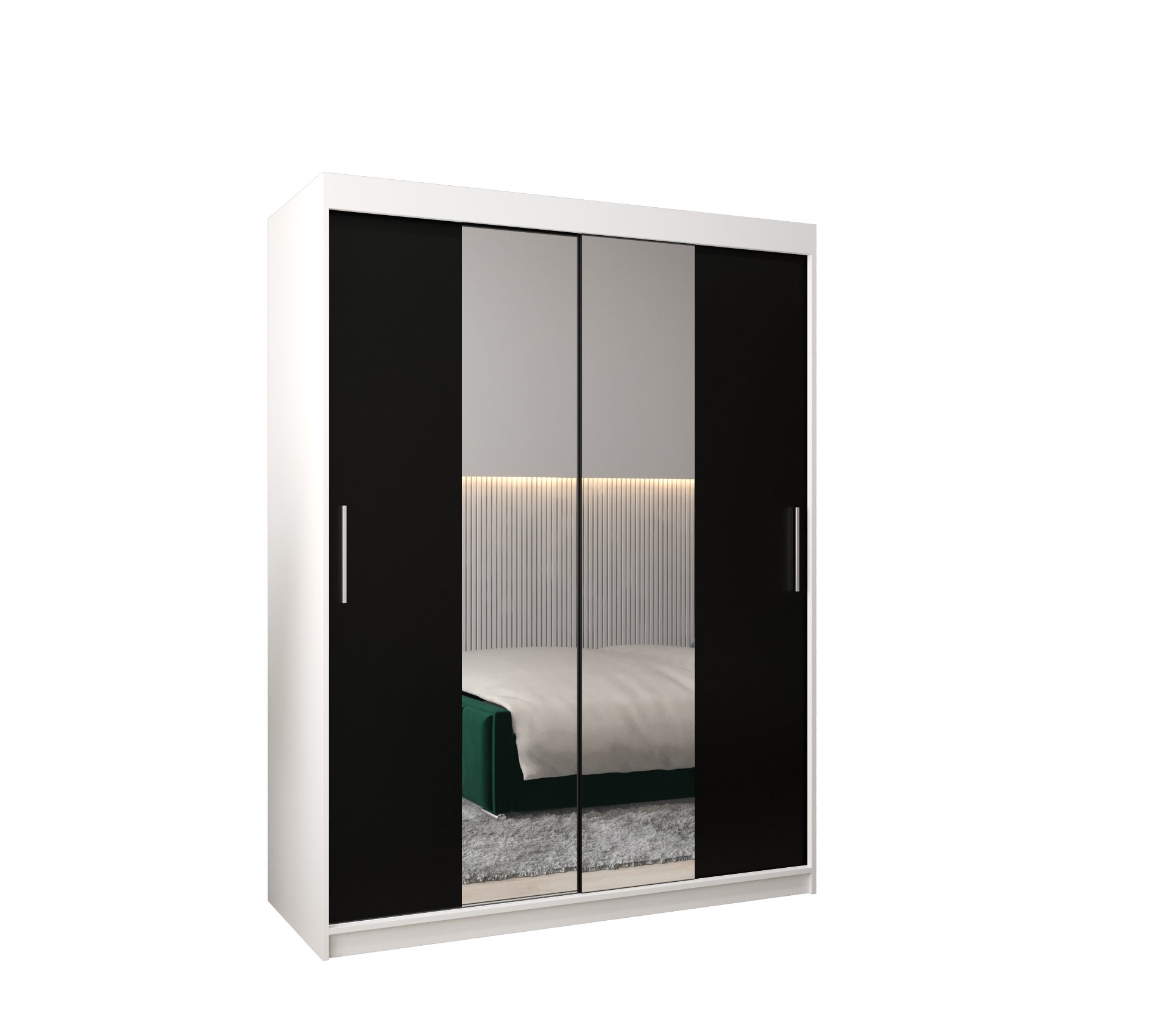 Szafa przesuwna garderoba TOKYO 1 150 x 62 x 200 cm Biały + Czarny - Abiks Meble
