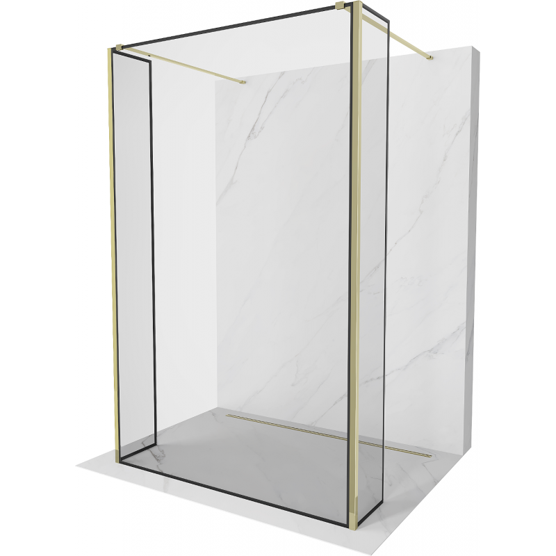 Mexen Kioto ścianka prysznicowa wolnostojąca 150 x 30 x 30 cm, czarna ramka, złota - 800-150-030-222-50-70-030