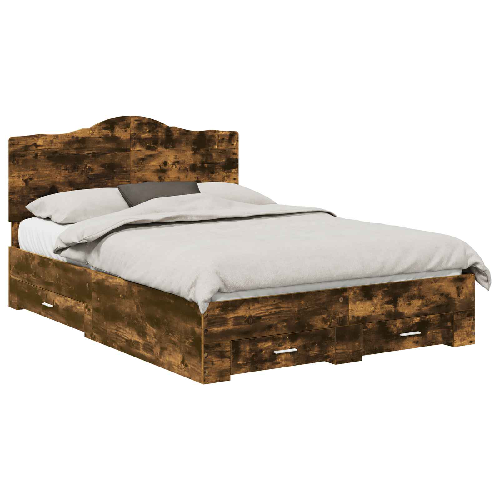 Cadre de lit chêne fumé en panneau de bois, pour la chambre, 140 × 190 cm - 2