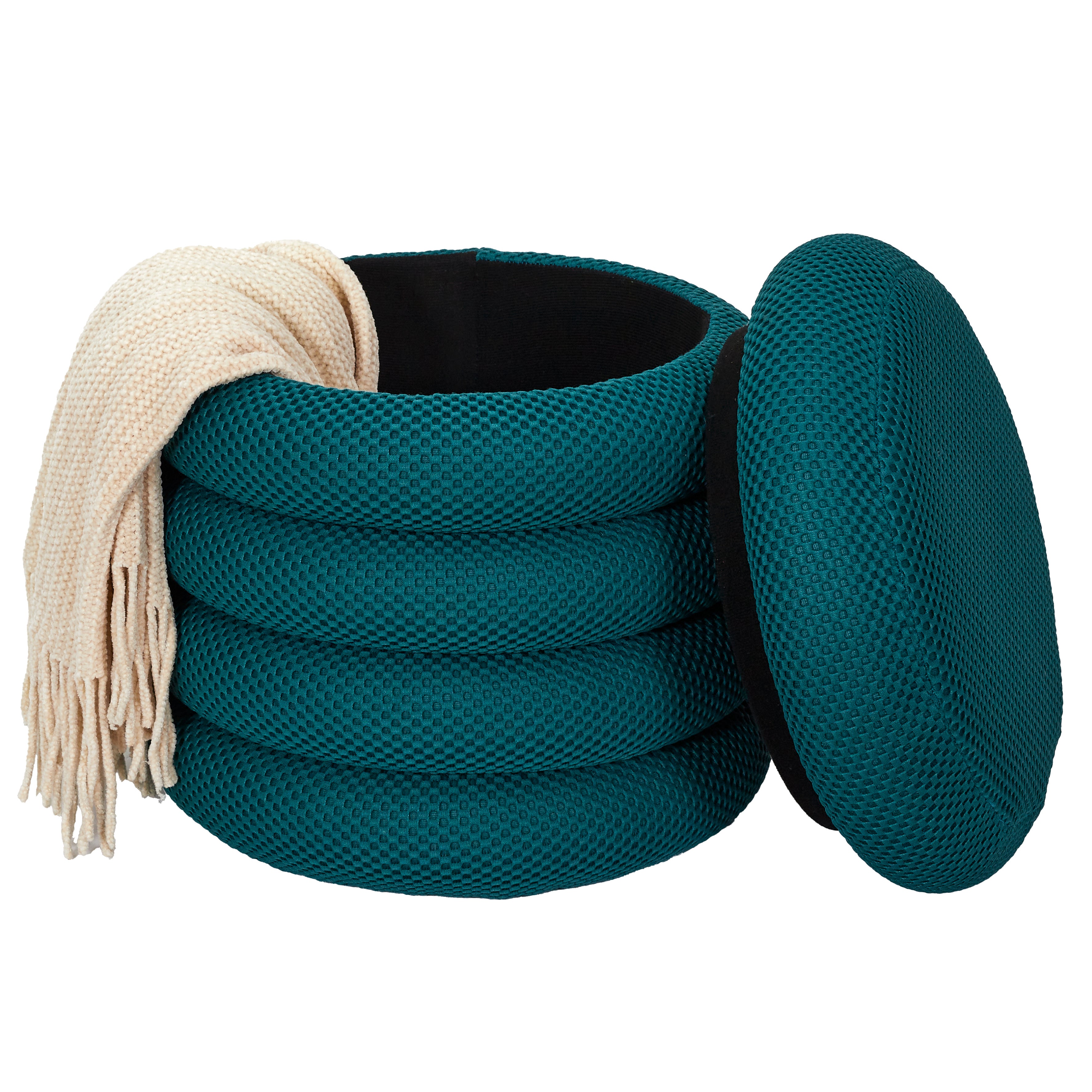 Pouf - Home Deco Factory - Atome - Rangement - Bleu - 3