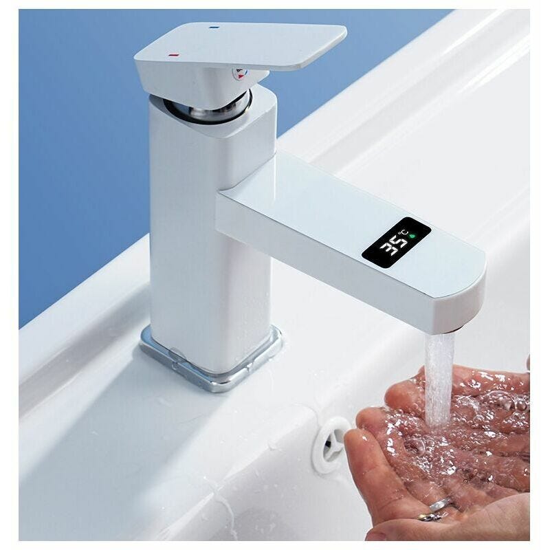 Rubinetto Bagno Digitale Intelligente - Con Display LED, Miscelatore Acqua Calda/Fredda, Nero/Grigio - Foto 3