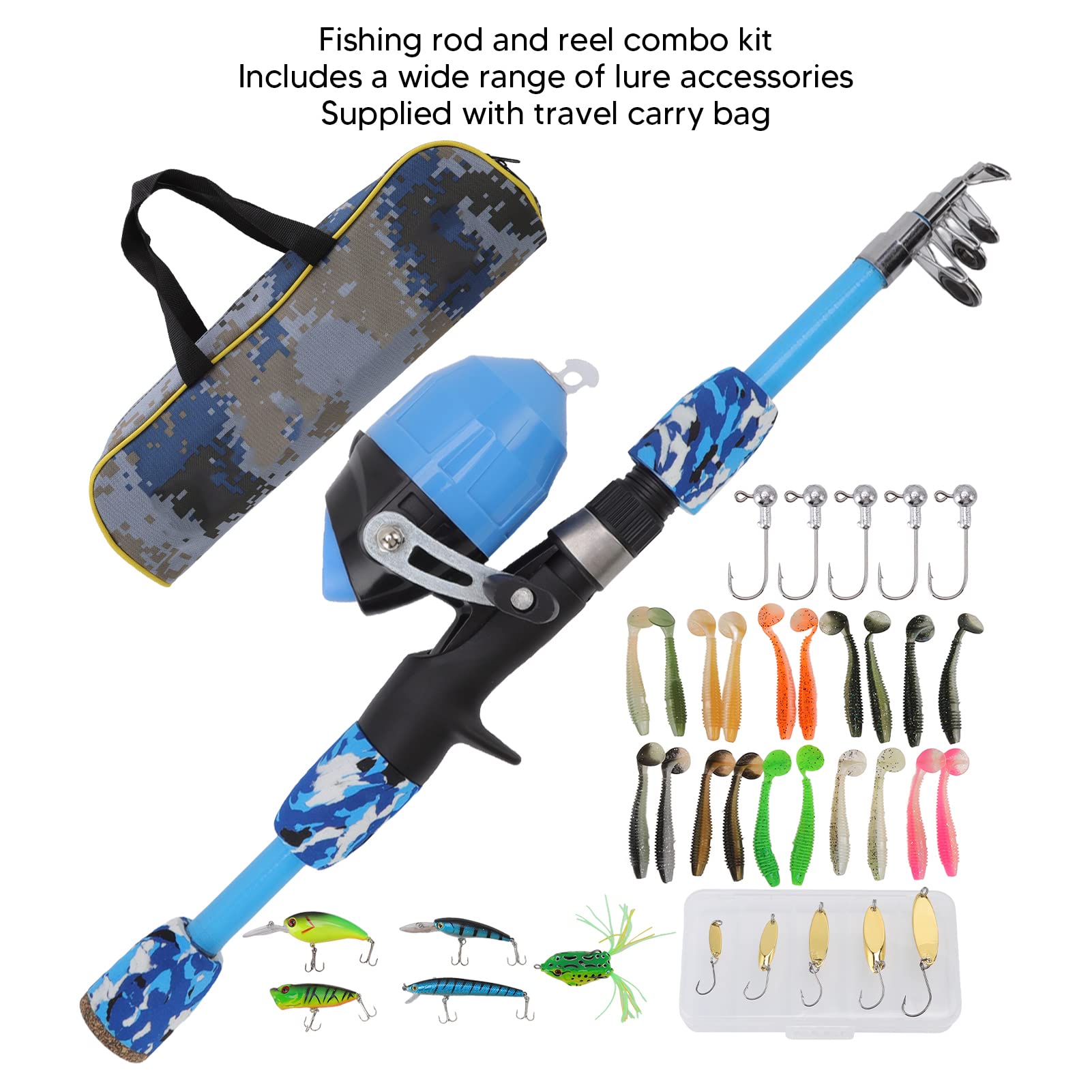 Kit Pesca Spinning Travel Canna 2.70 Mulinello Filo e Borsa