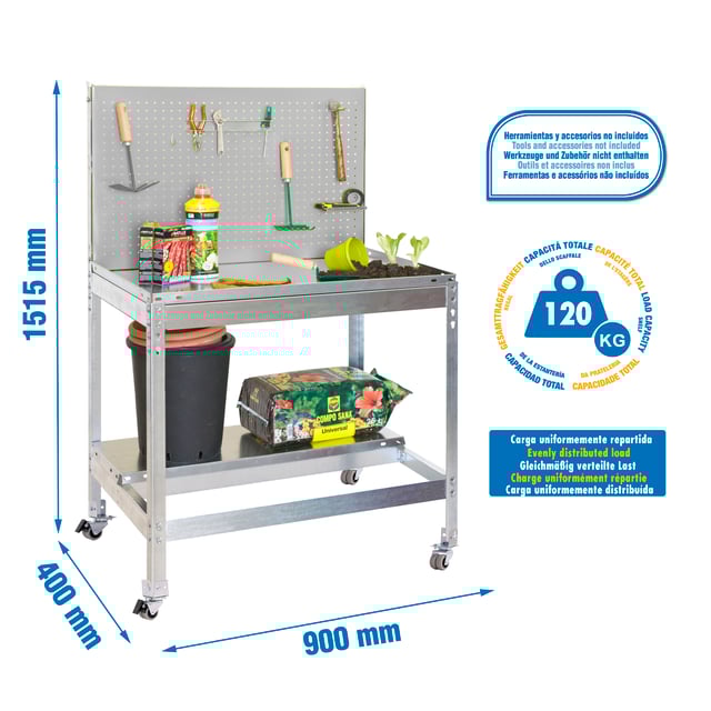 Banco da lavoro SIMONGARDEN BT2 MOB. 900X400 GALVA/GALVA