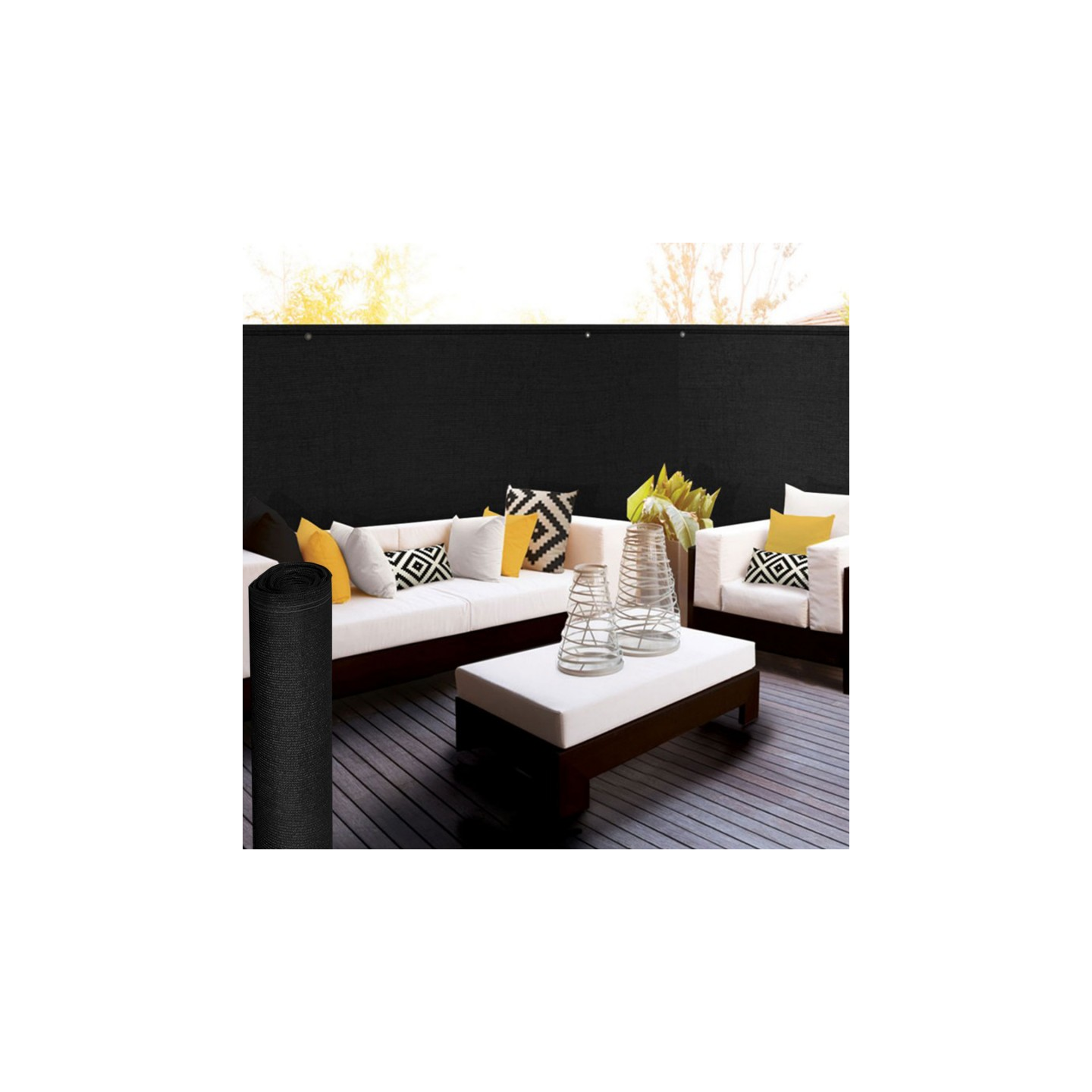 Brise vue renforcé 1,8 x 10 M noir 220 gr/m² luxe PRO - 3