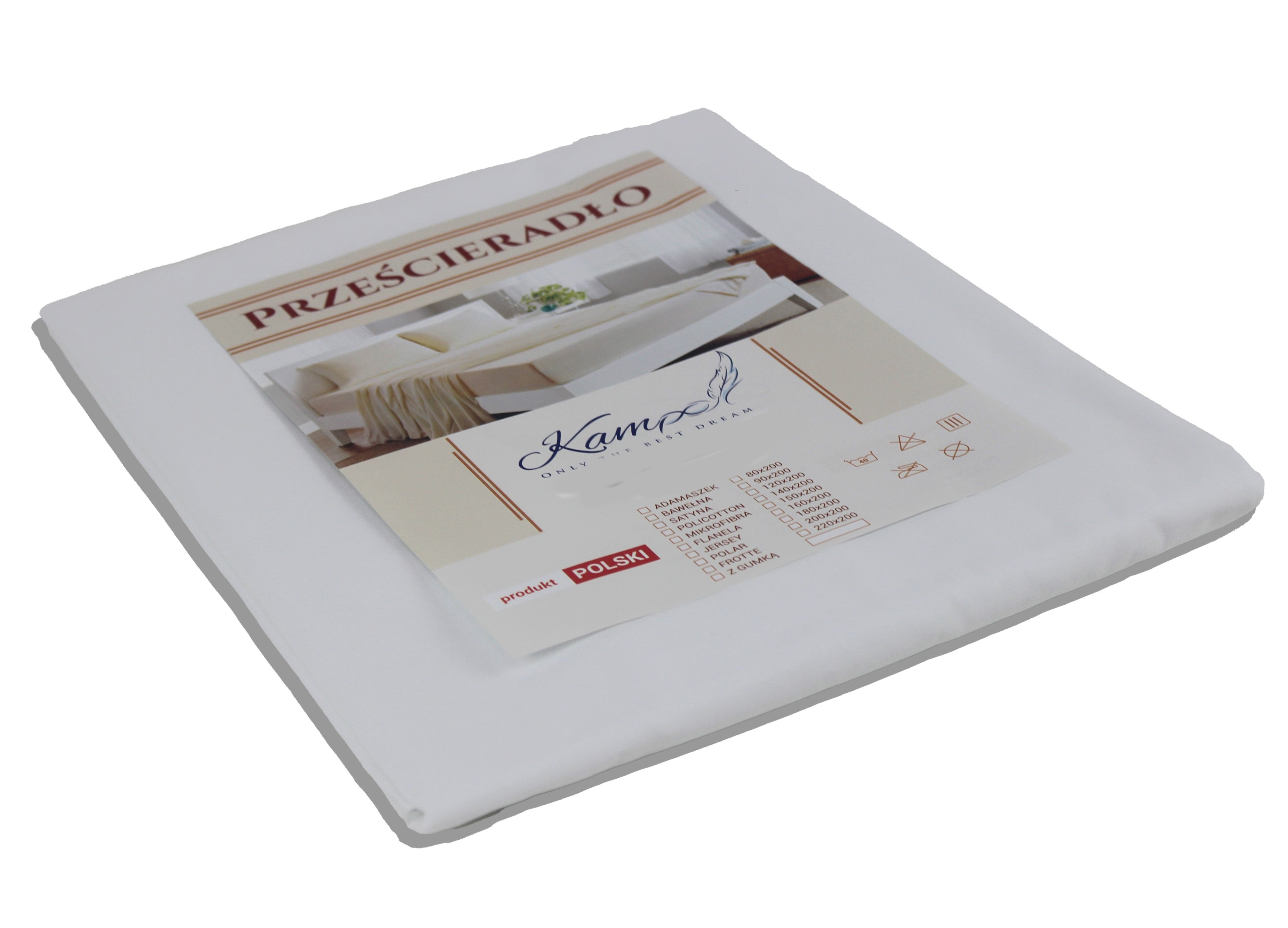 Kam-Pol prześcieradło hotelowe biały 80x240 cm