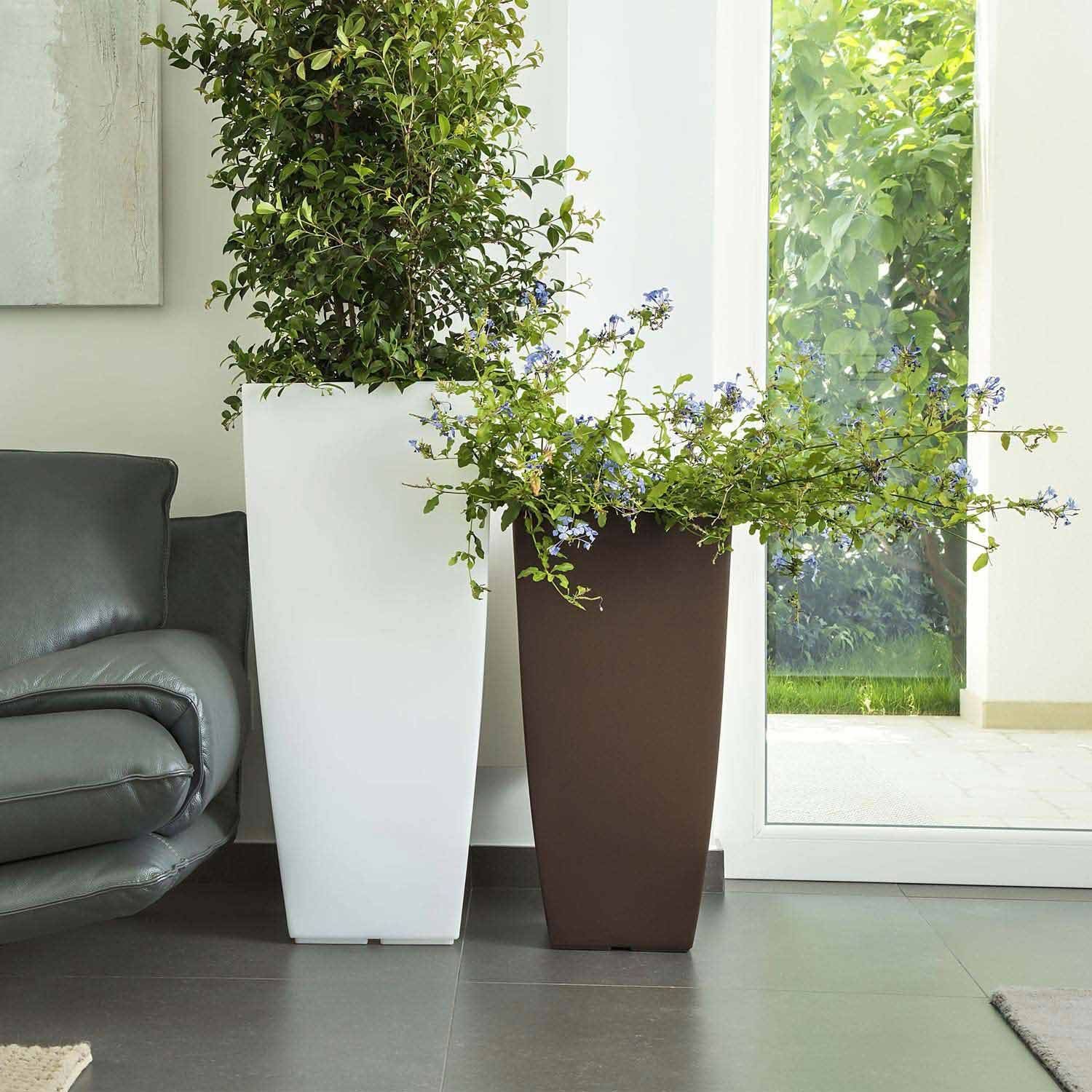 Pot de Fleurs Agave en Résine Carré 40x40 CM H90 Glace - 3