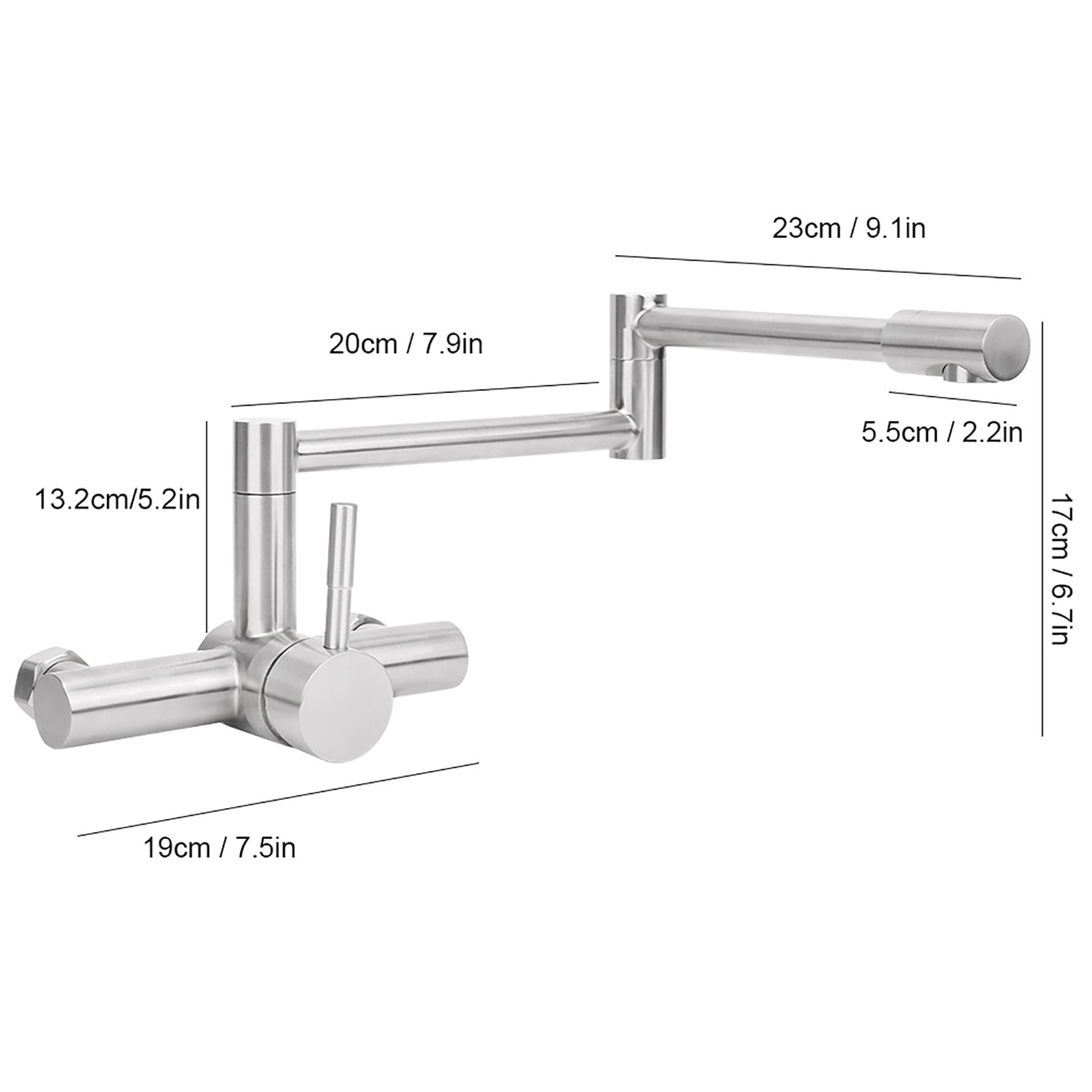 Rubinetto a parete pieghevole in acciaio inox 304 con filettatura G1/2 - 2