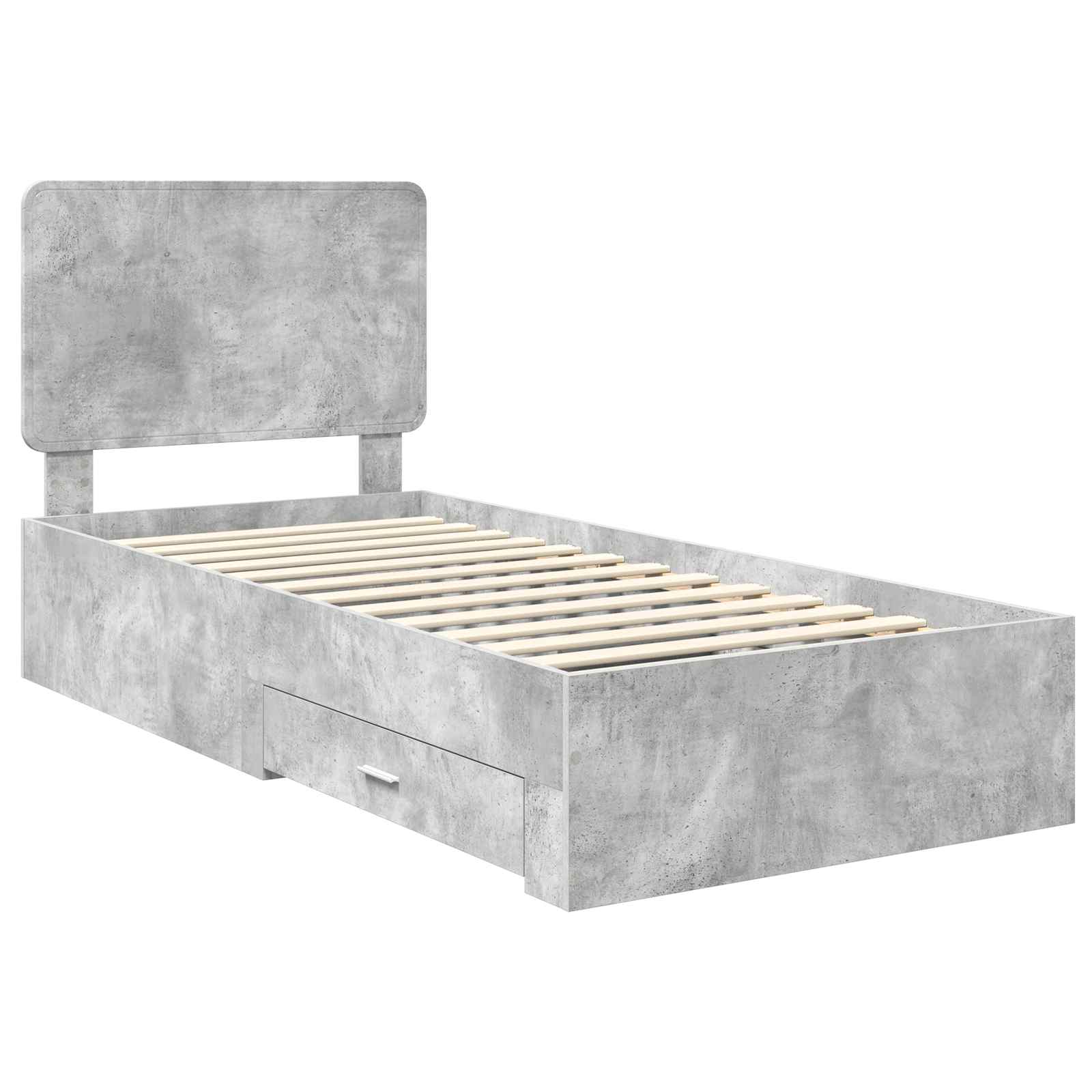 Cadre de lit gris béton 70 x 190 cm panneau de bois - 4