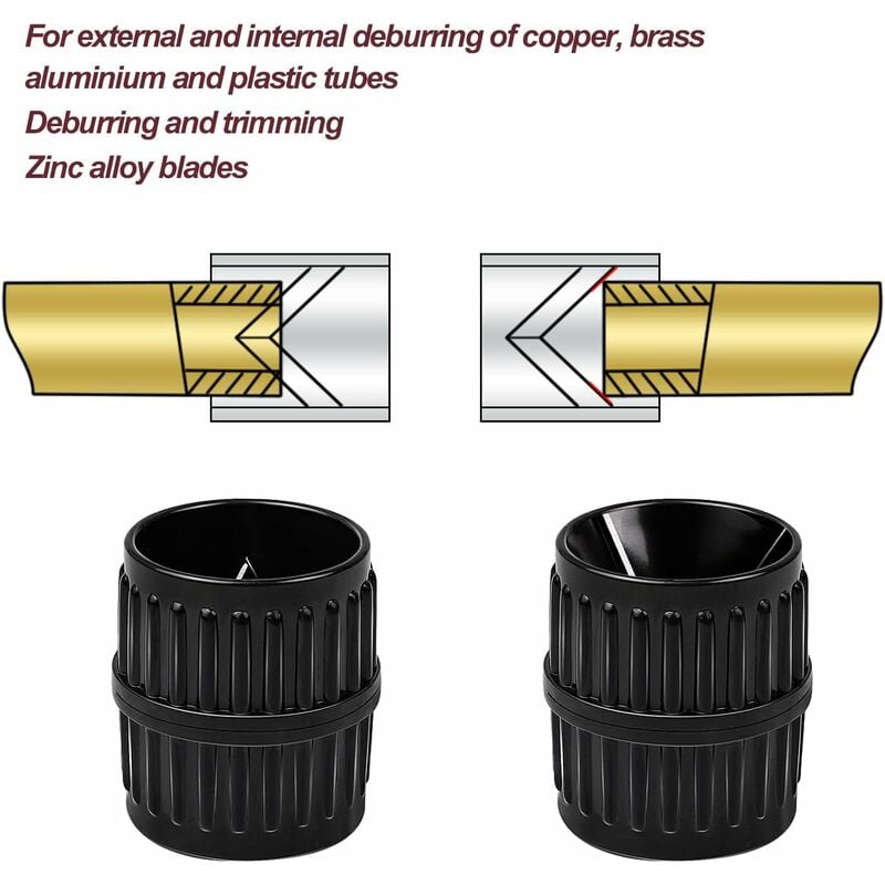 2 en 1 Ebavureur Cuivre - ébavureur pour Tubes, Universel 5-40mm à L'intérieur et à L'extérieur pour Tubing Outils a Ebavurer Noir - 3