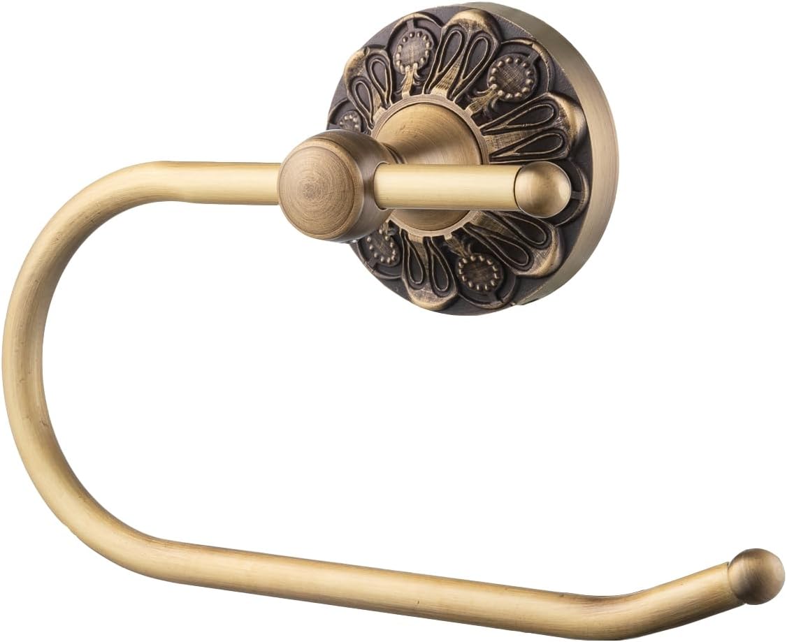 Porte-papier toilette mural en laiton vieilli – Design vintage bronze brossé 18,5 cm, support rouleau pour salle de bain ou cuisine - 2