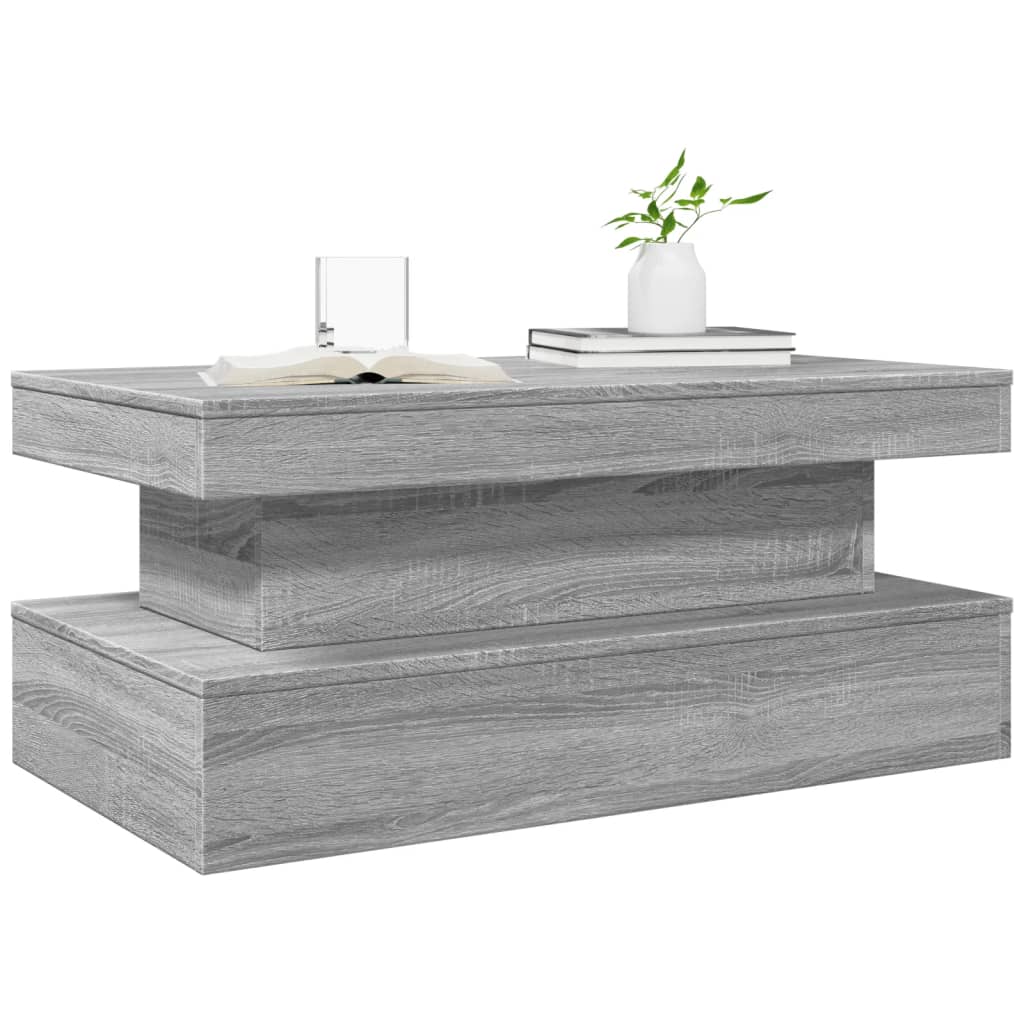 Maison Exclusive - Table basse avec lumières LED gris sonoma 90x50x40 cm - 6