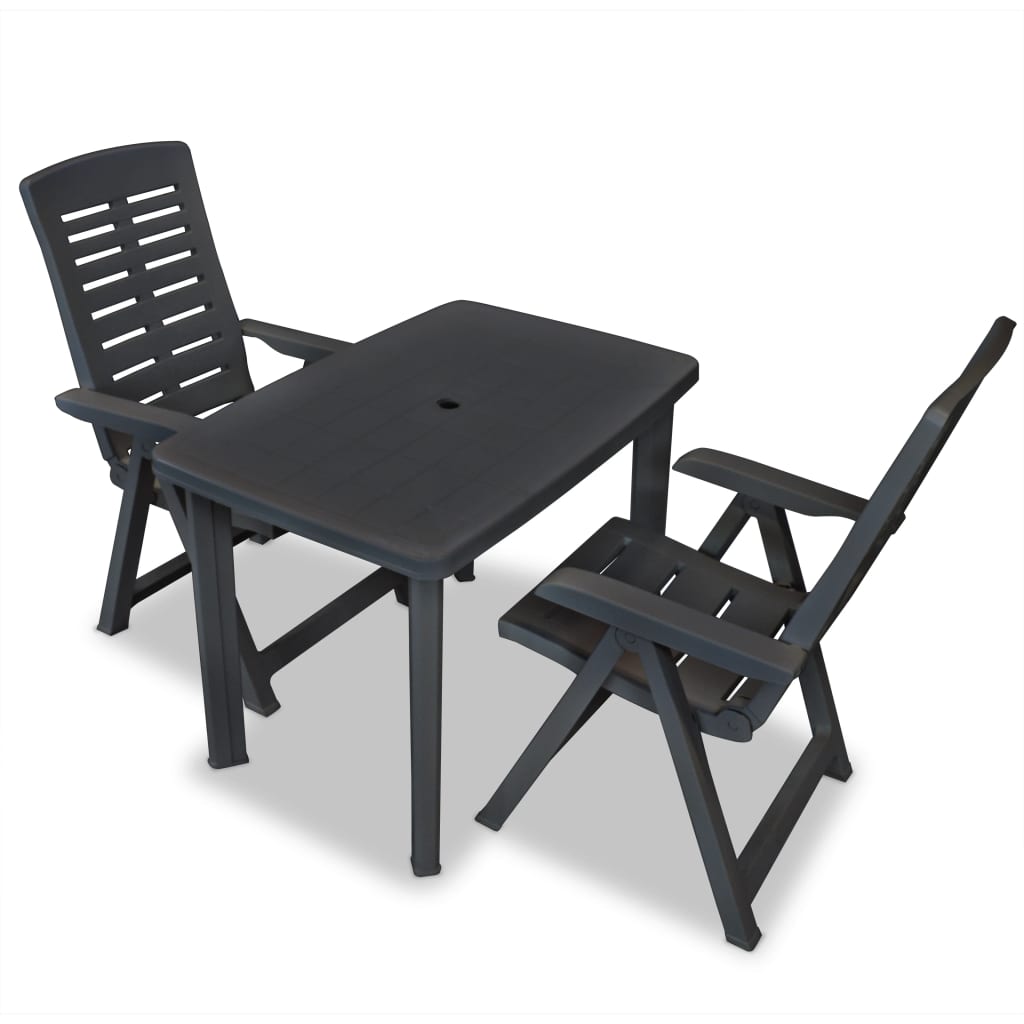 3-cz. zestaw mebli bistro, plastik, antracytowy vidaXL