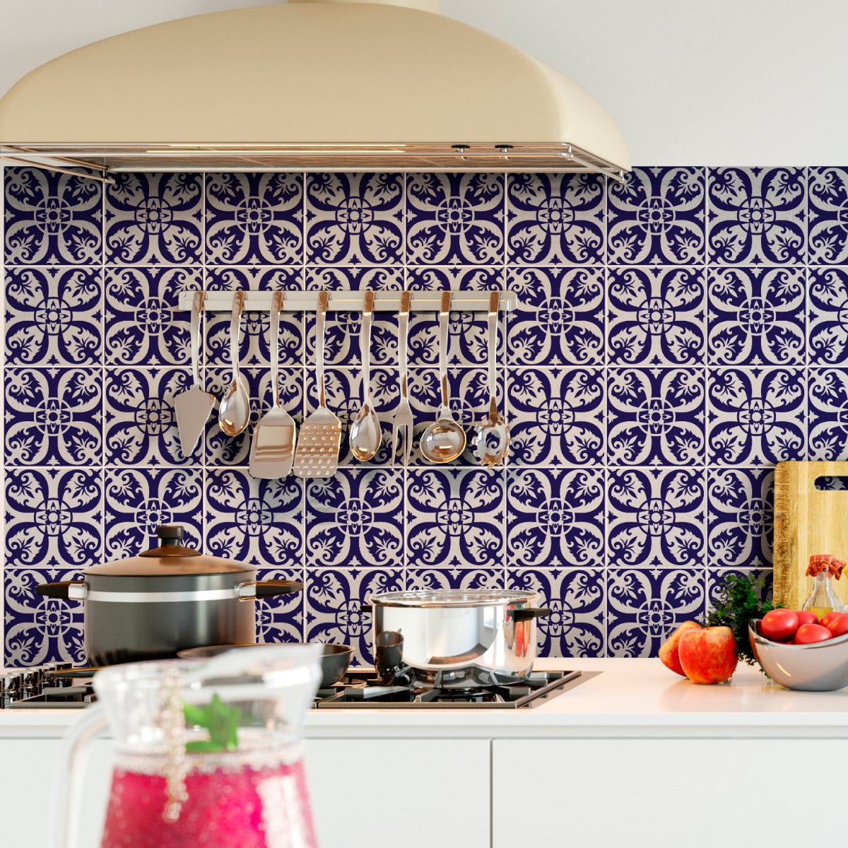 24 vinilos baldosas de cemento azulejos juan - adhesivo de pared - revestimiento sticker mural decorativo - 24stickers10x10cm