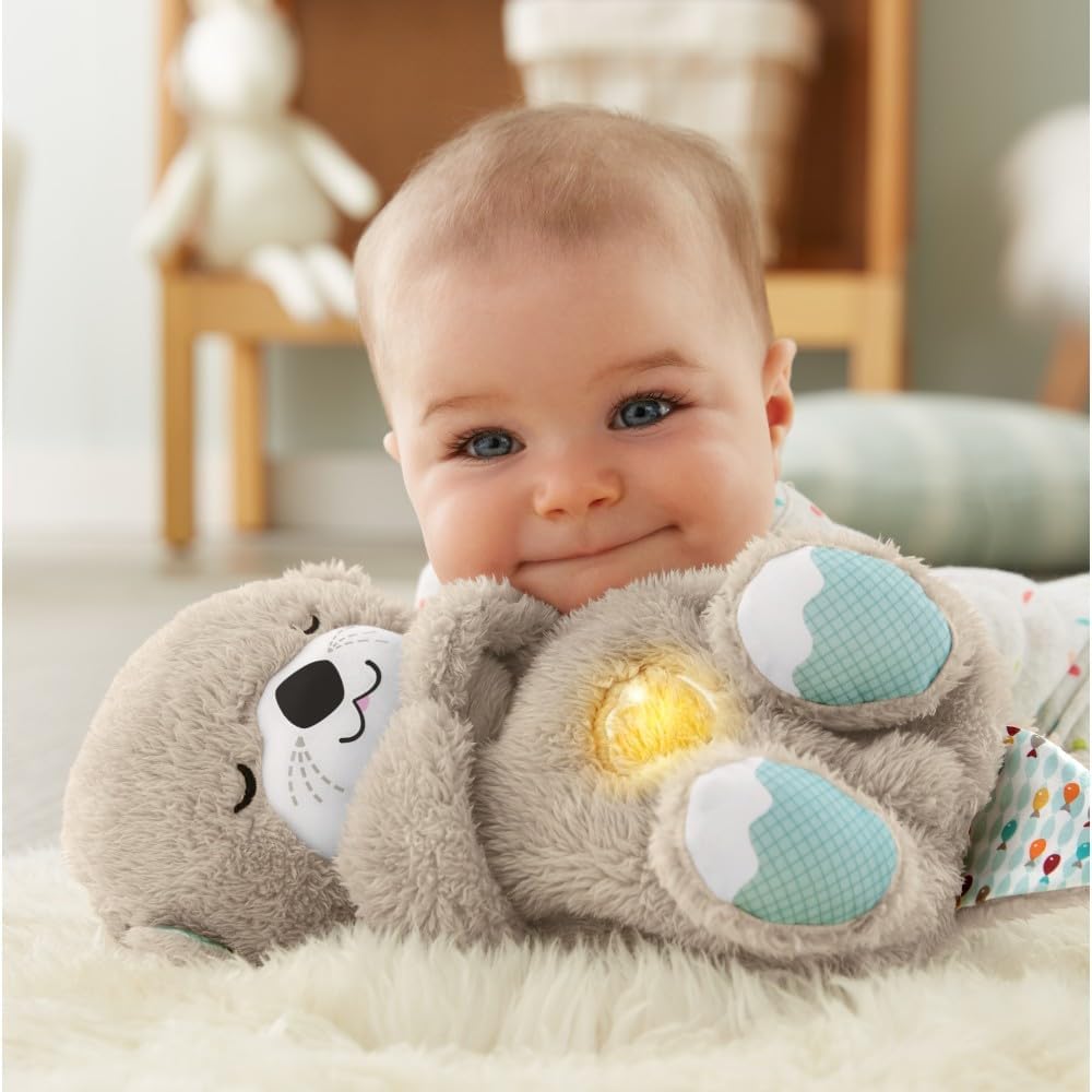 Loutre en peluche | Veilleuse musicale pour bébé | Veilleuse à bruit blanc pour bébé |Cadeau de baptême (piles non incluses) - 4