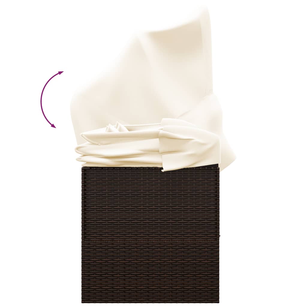 vidaXL Lit de salon d'extérieur toit et coussins Marron Résine tressée - 6
