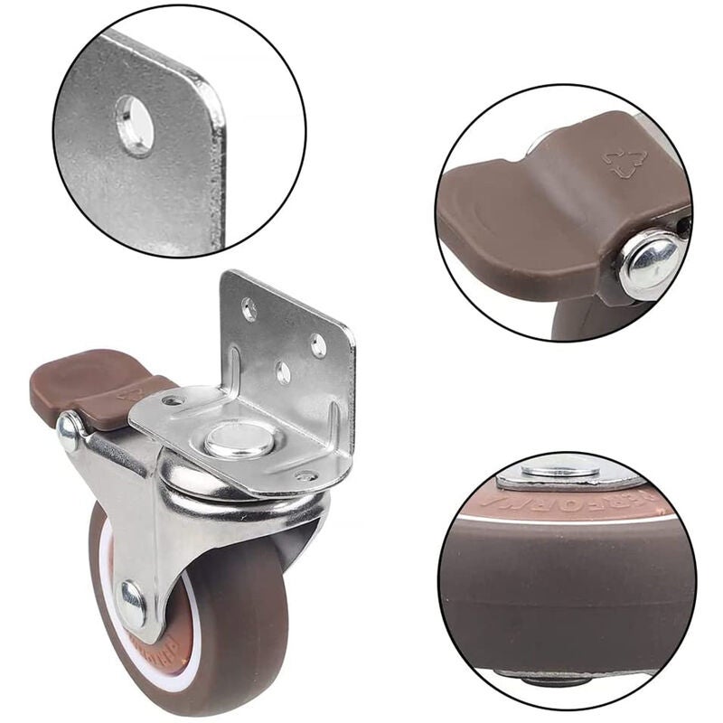 02212100 Lot de 8 roulettes pivotantes pour meuble, diamètre 40 mm