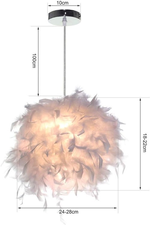 Suspension plume luminaire blanc moderne lustre abat-jour 30cm pour salons chambres d'enfants ampoule non incluse，Fyntera Europa - 2