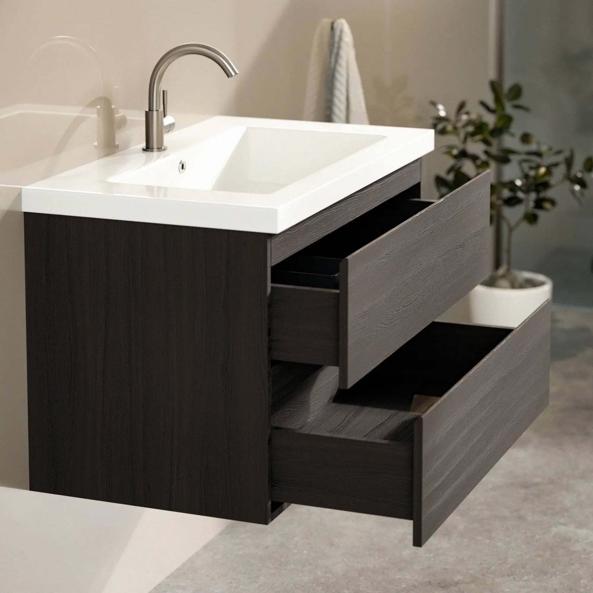 Mirlux Mobile bagno Mirlux Sova - 80 cm - Noce - Lavabo bianco - 4